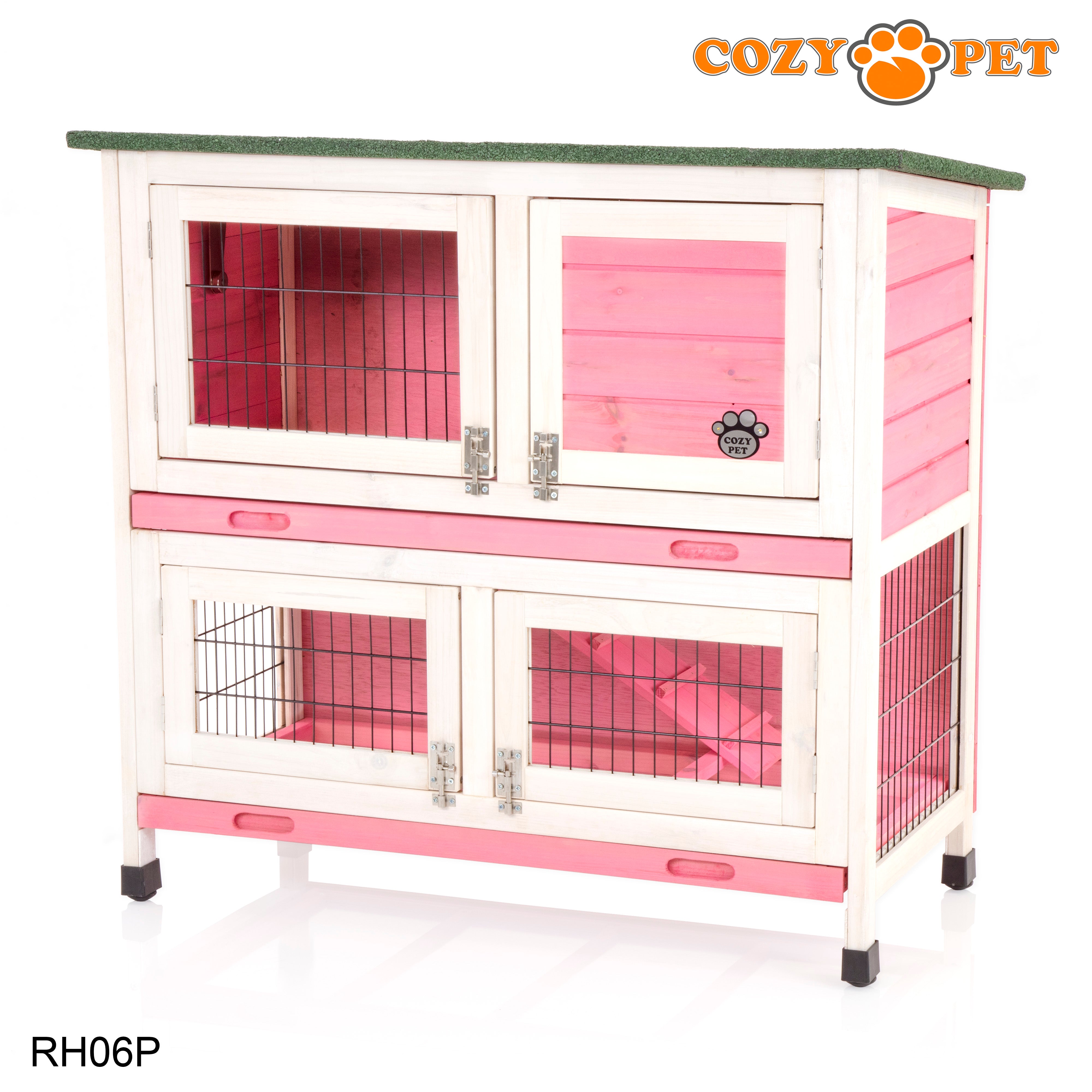 Rabbit Hutch 3ft in Pink with Cover - Pink - RH06P + RH06C