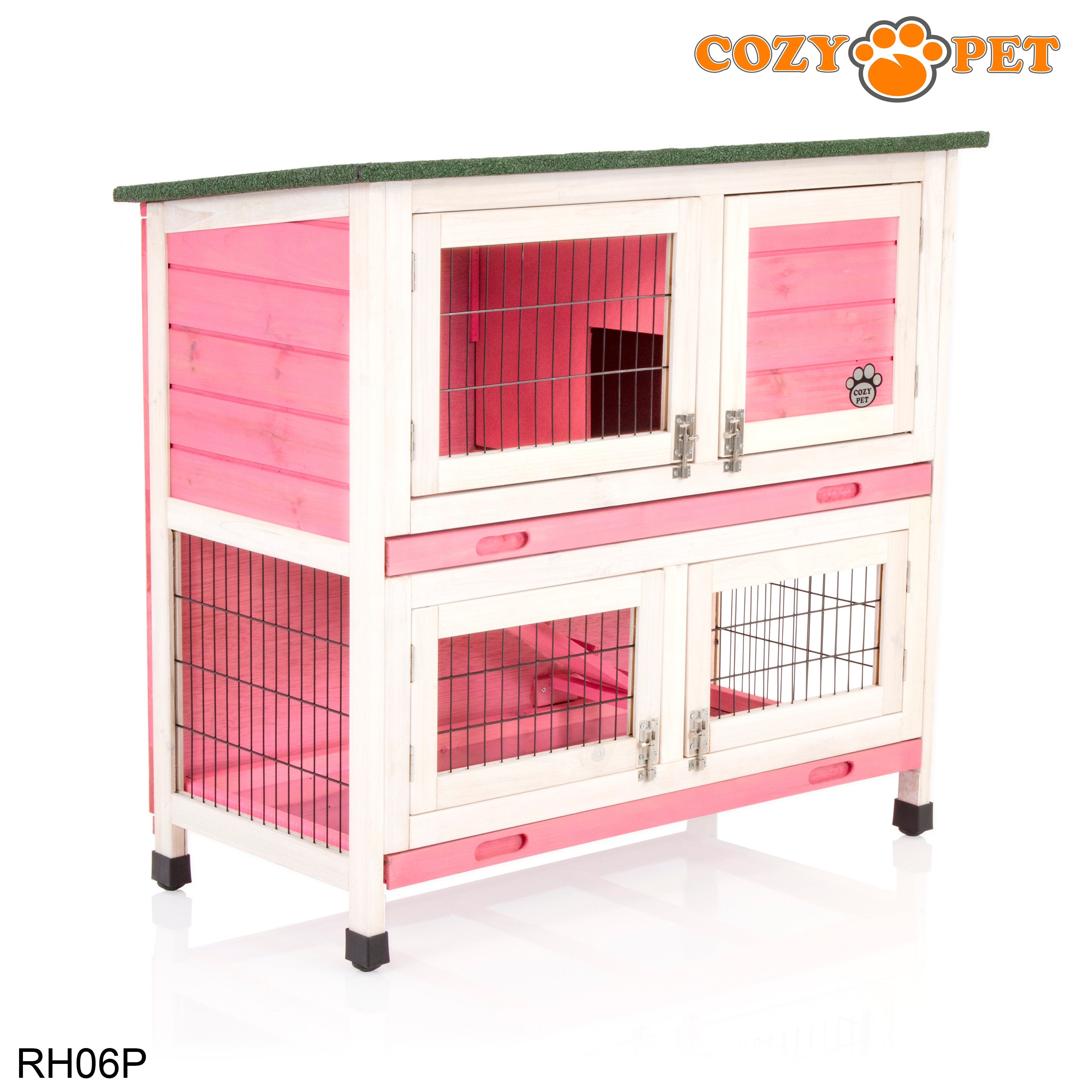 Rabbit Hutch 3ft in Pink with Cover - Pink - RH06P + RH06C