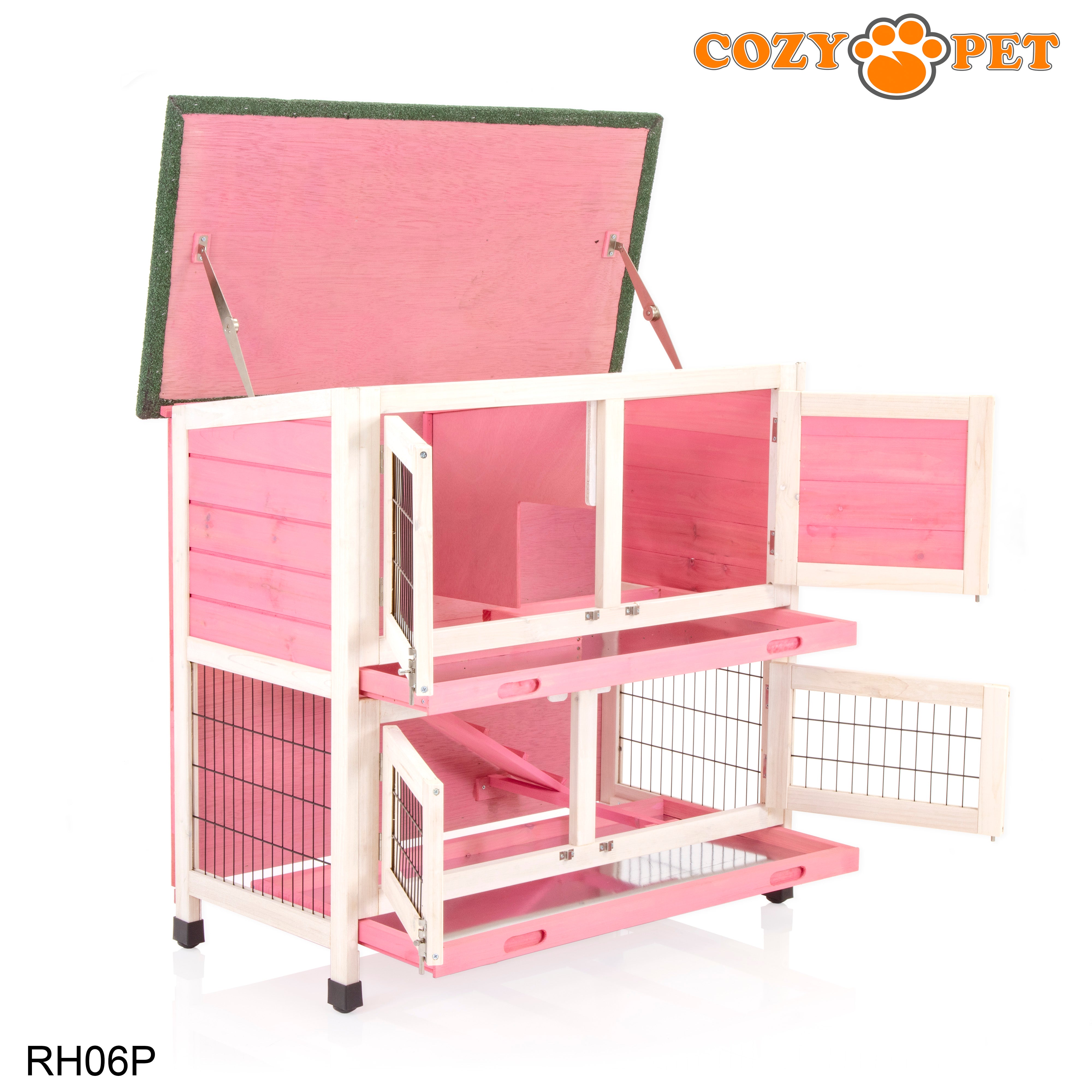 Rabbit Hutch 3ft in Pink with Cover - Pink - RH06P + RH06C