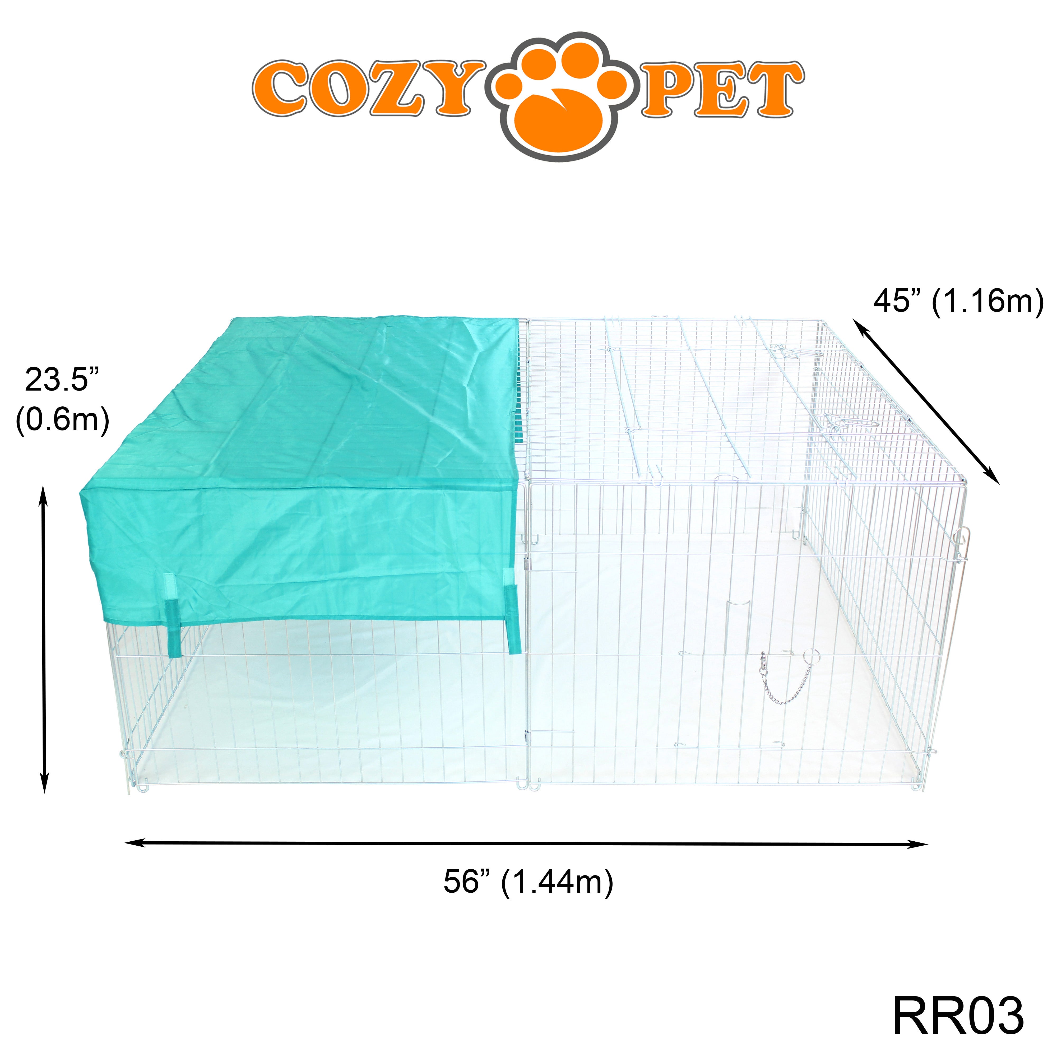 Rabbit Run Galvanised 1.44m Long Rectangular with Sunshade Model RR03