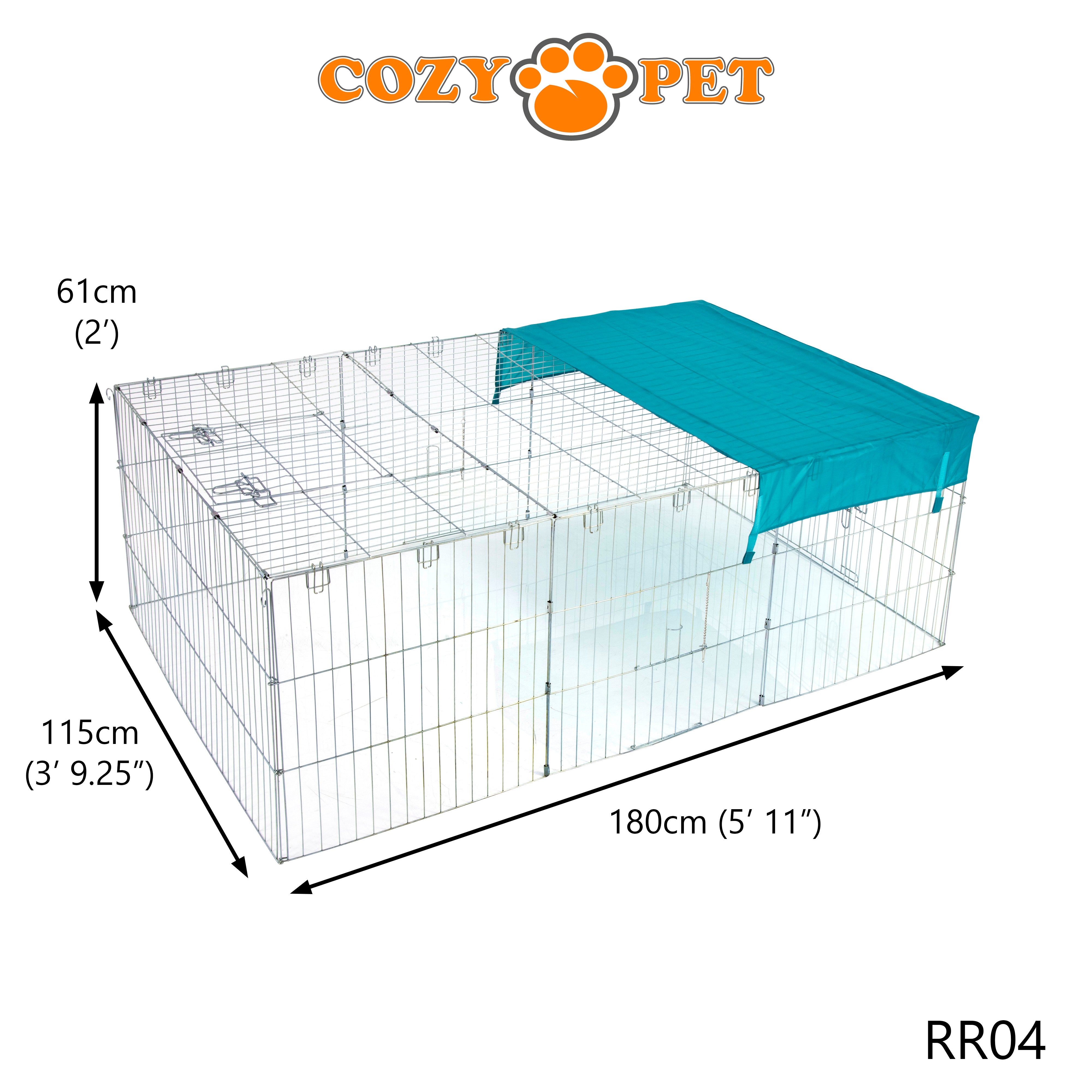 Rabbit Run Galvanised 1.8m Long Rectangular with Sunshade - RR04