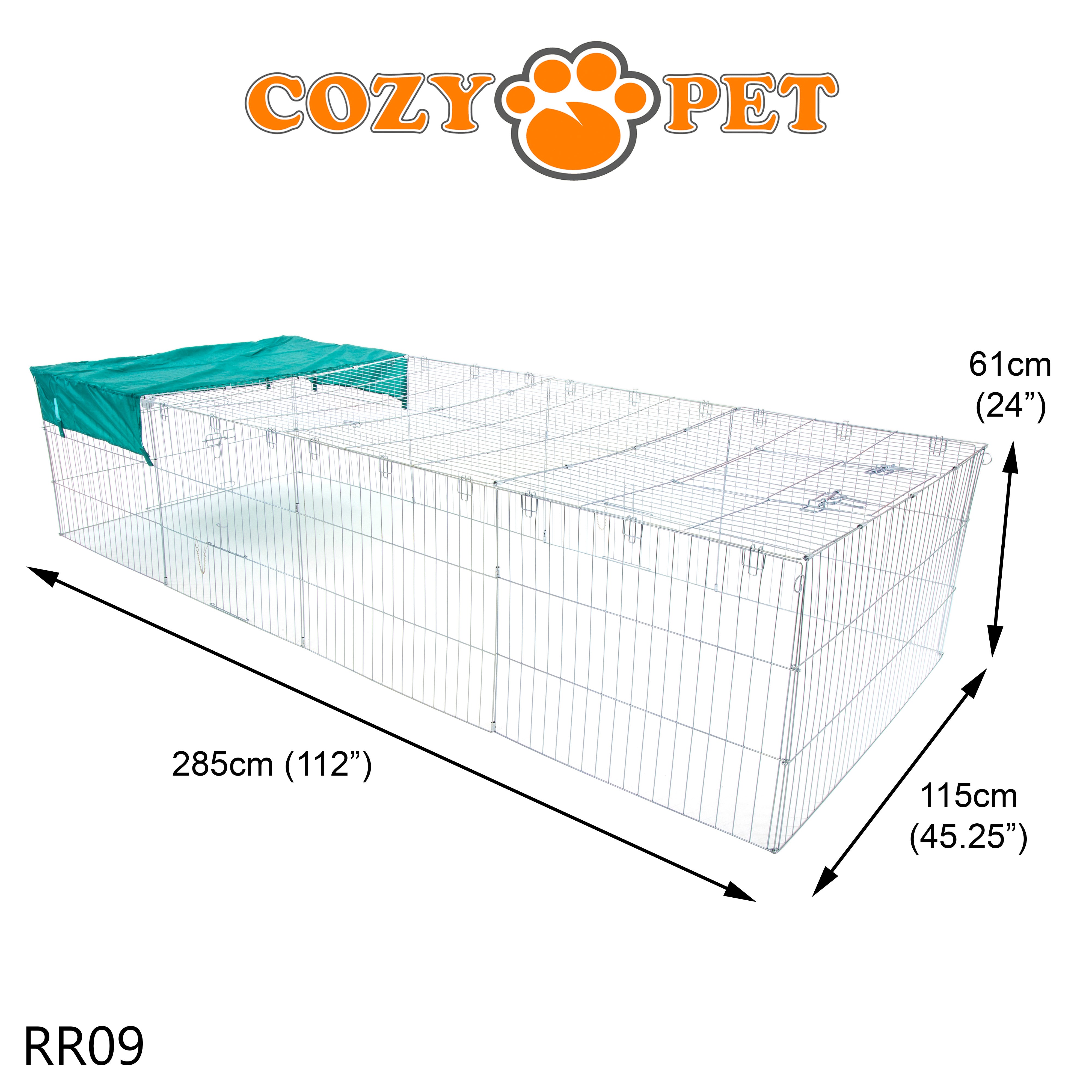 2.85m XXL Rectangular Rabbit Run with Sunshade Model RR09