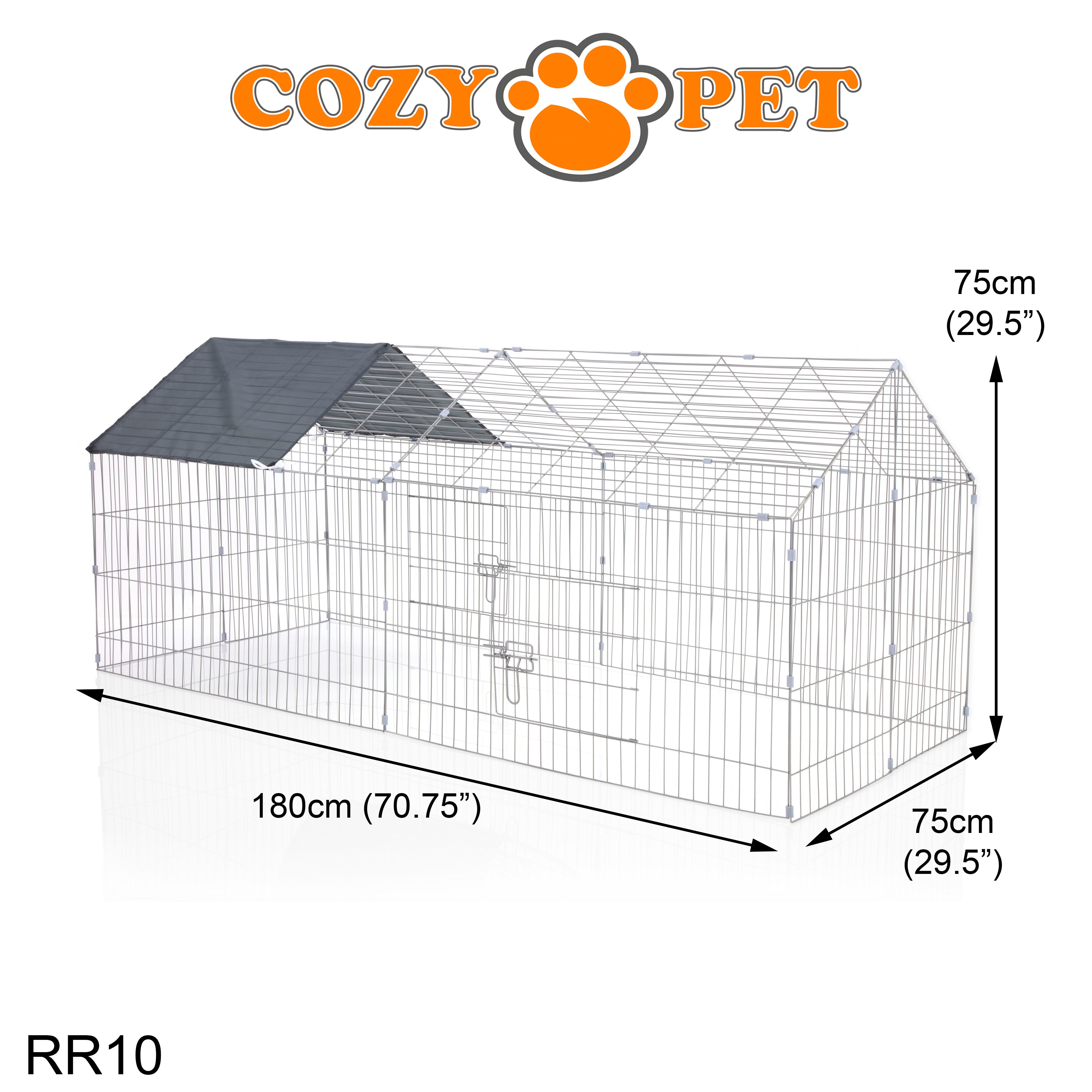 Rectangular Rabbit Run with Pitched Roof and Sunshade Model RR10