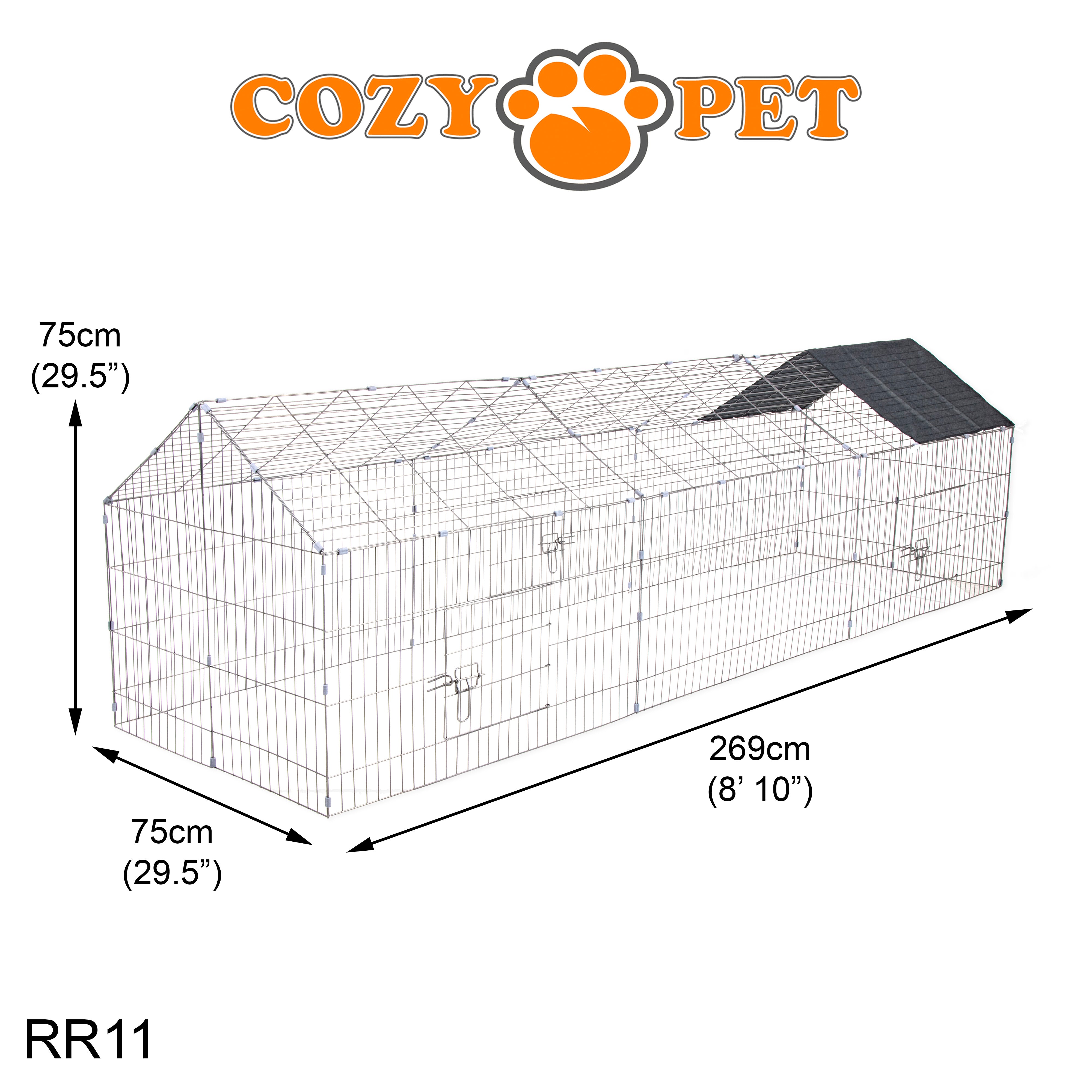 Rectangular Rabbit Run with Pitched Roof and Sunshade NEW Extended Model RR11