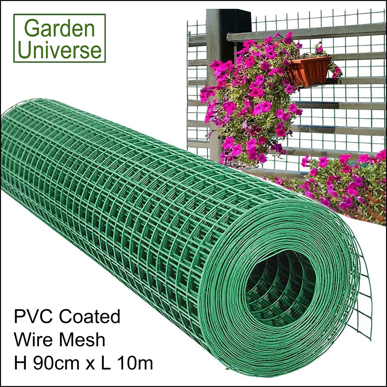 PVC Coated Wire Green W 90cm x L 10m Fence Mesh Fencing W02-1