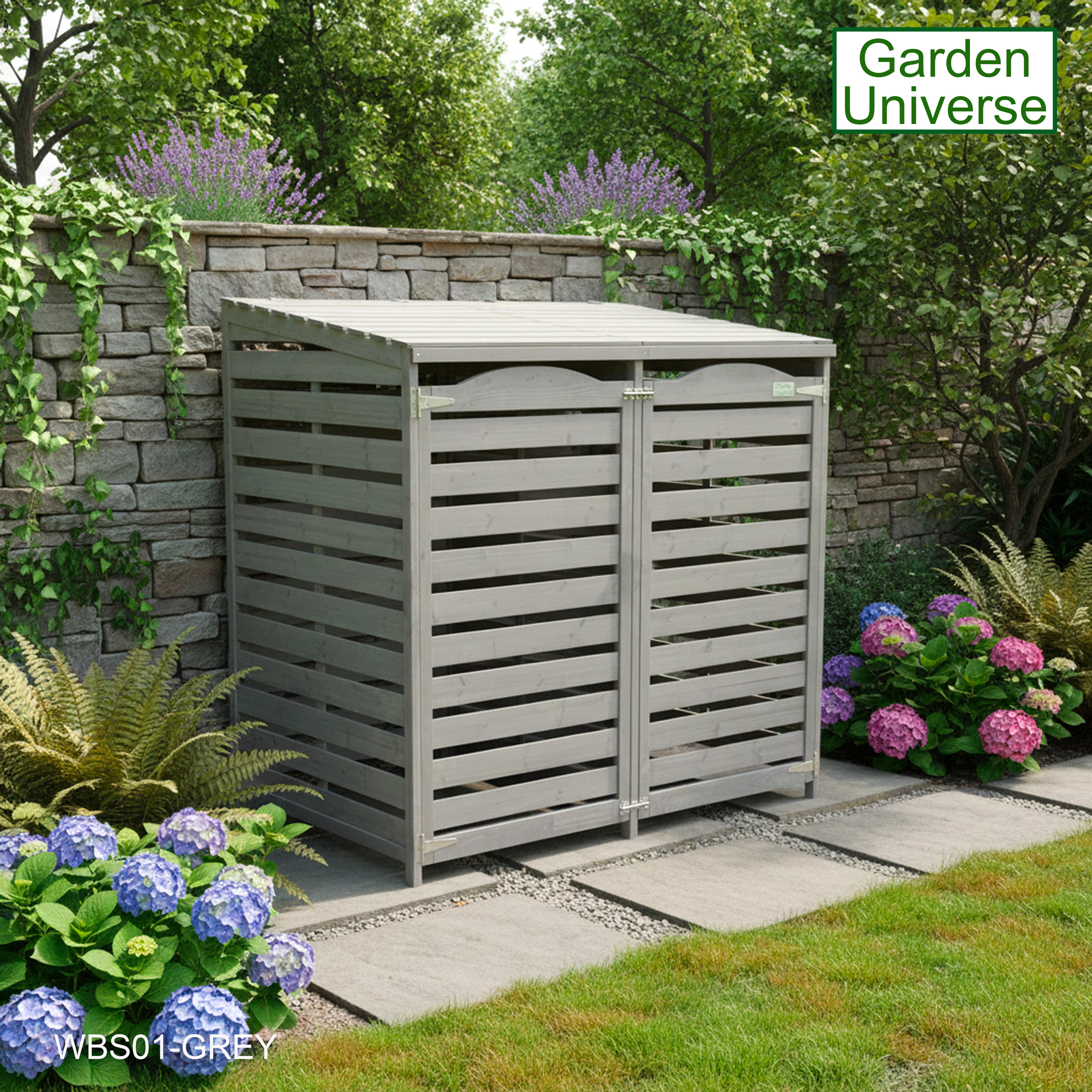 Wheelie Bin Storage Unit Double Outdoor Storage In Grey WBS01-GREY