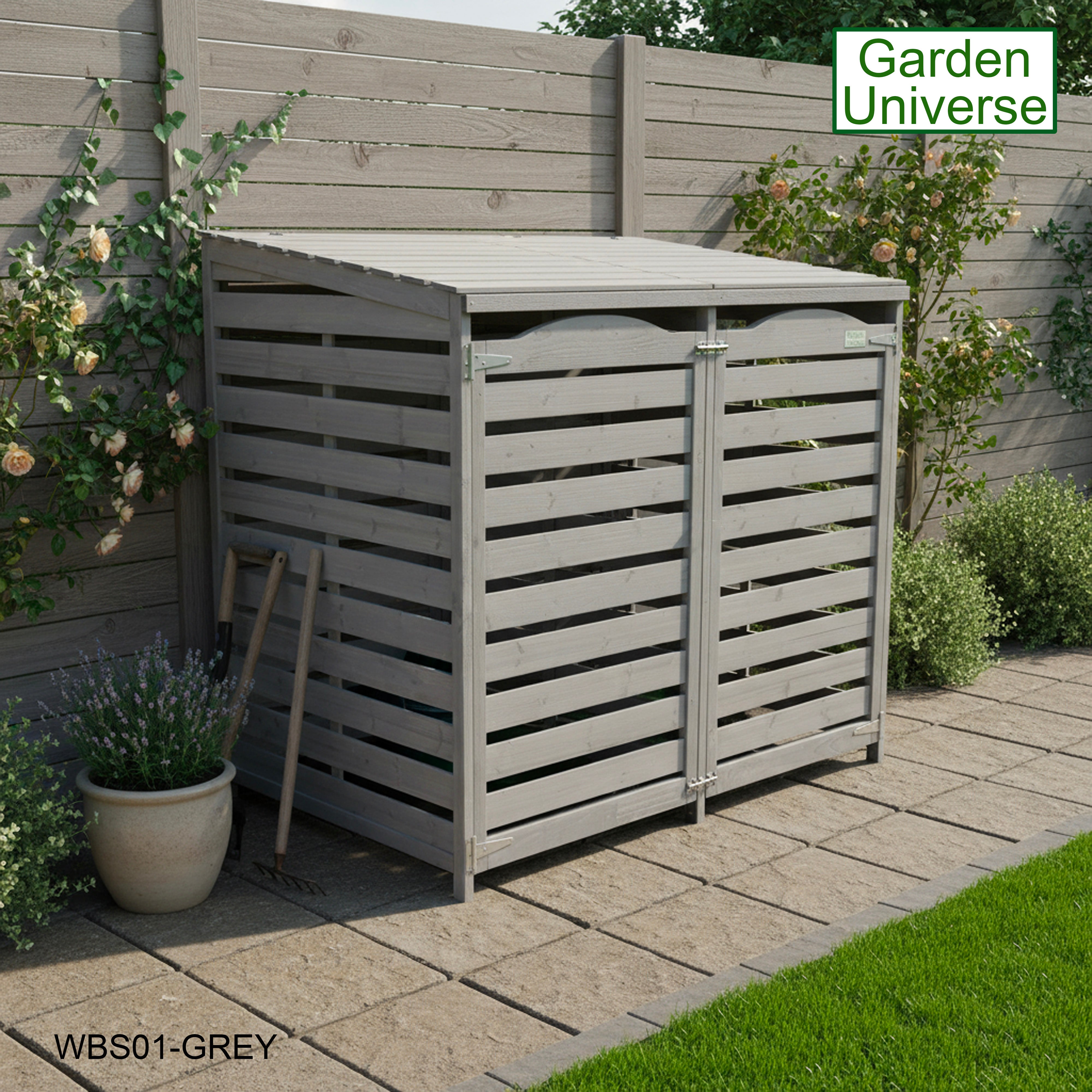 Wheelie Bin Storage Unit Double Outdoor Storage In Grey WBS01-GREY