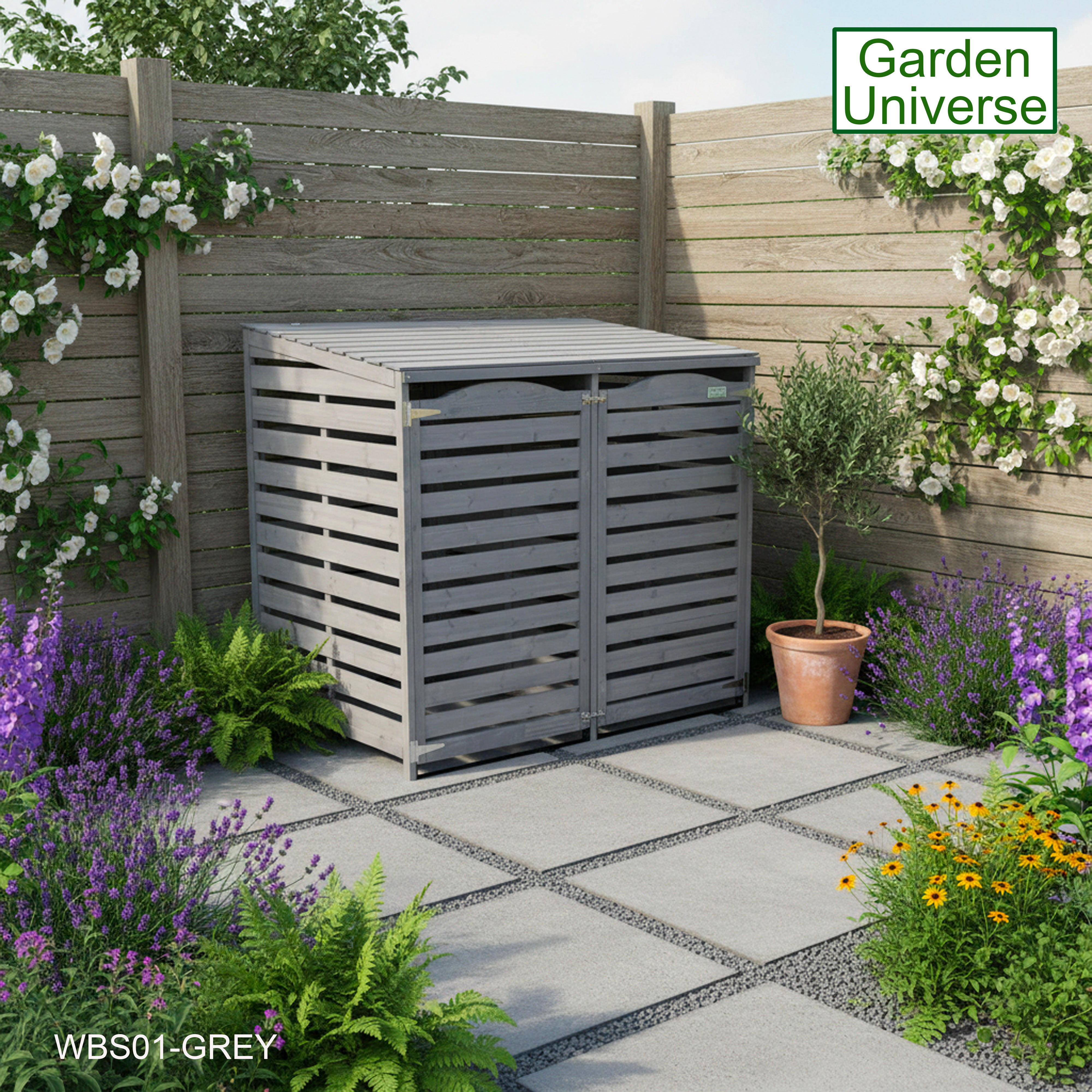 Wheelie Bin Storage Unit Double Outdoor Storage In Grey WBS01-GREY