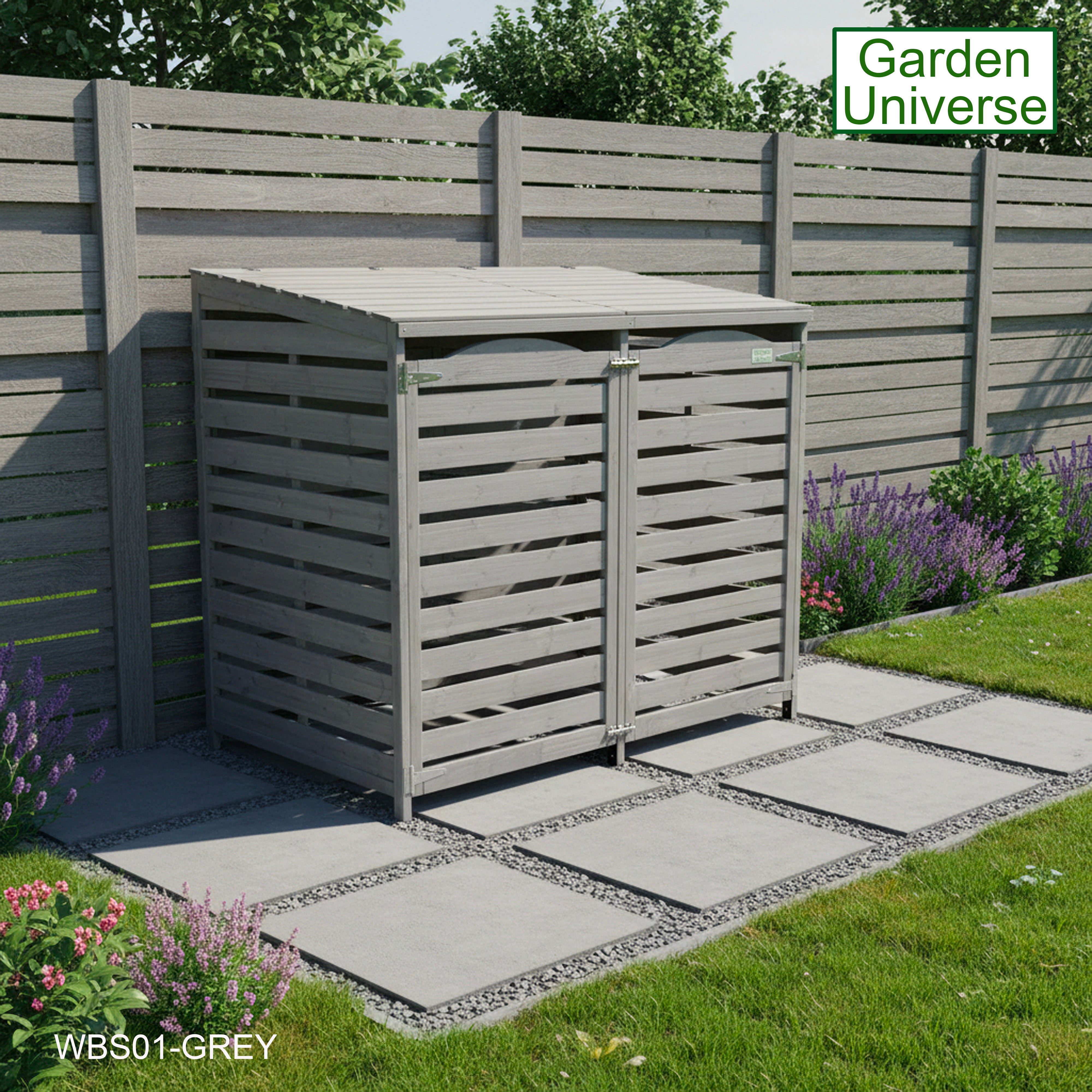 Wheelie Bin Storage Unit Double Outdoor Storage In Grey WBS01-GREY