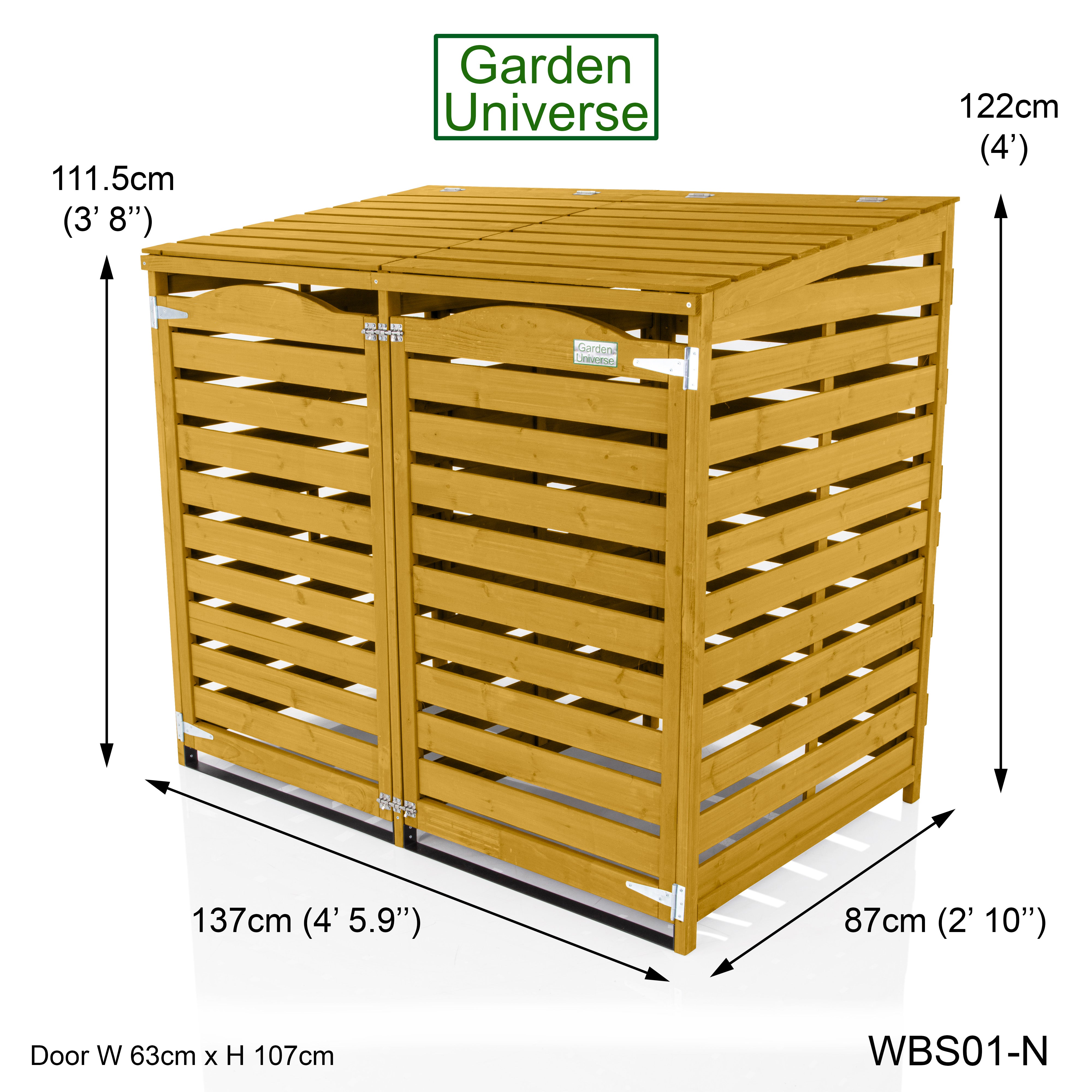 Wheelie Bin Storage Unit Double Outdoor Storage In Natural Wood WBS01-N