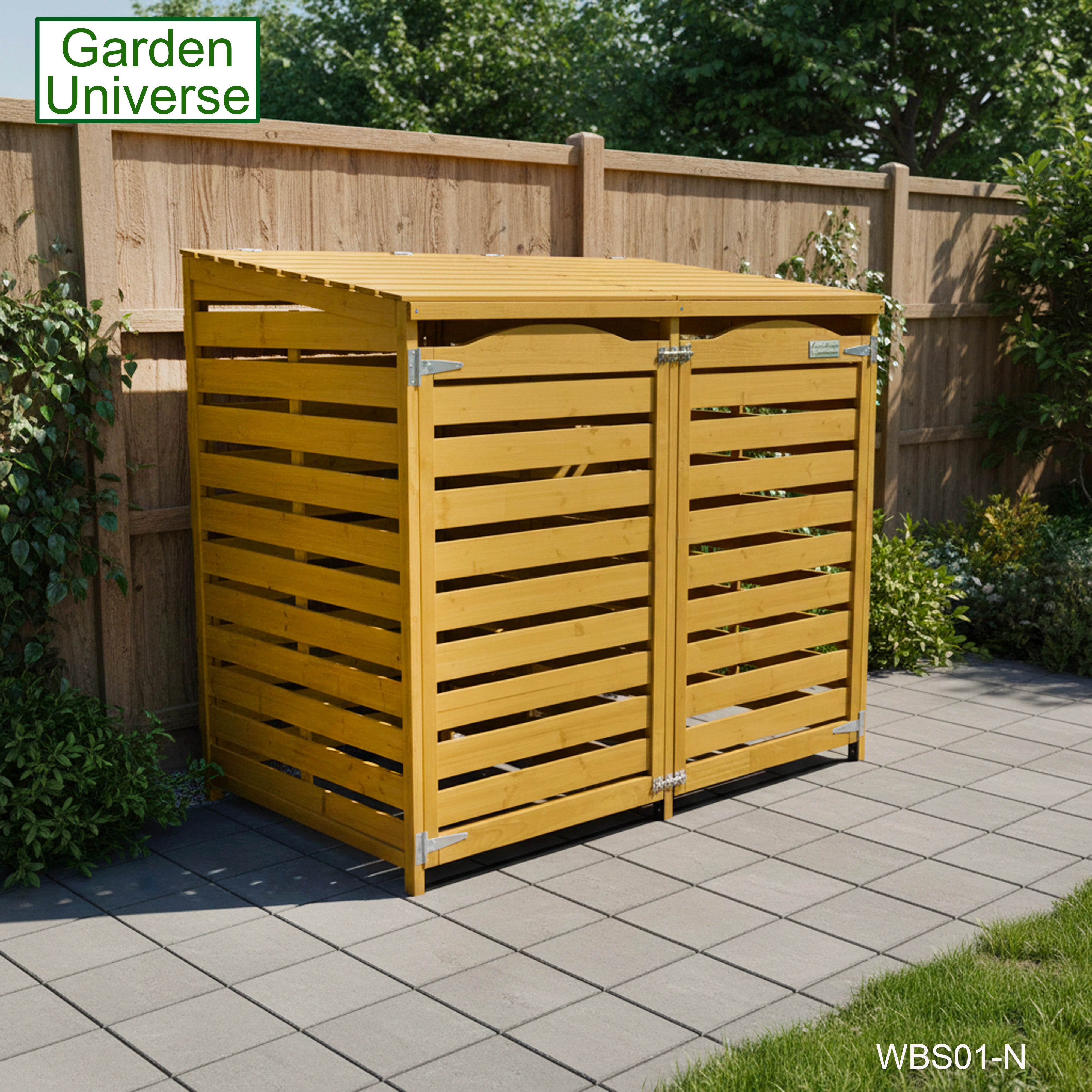 Wheelie Bin Storage Unit Double Outdoor Storage In Natural Wood WBS01-N
