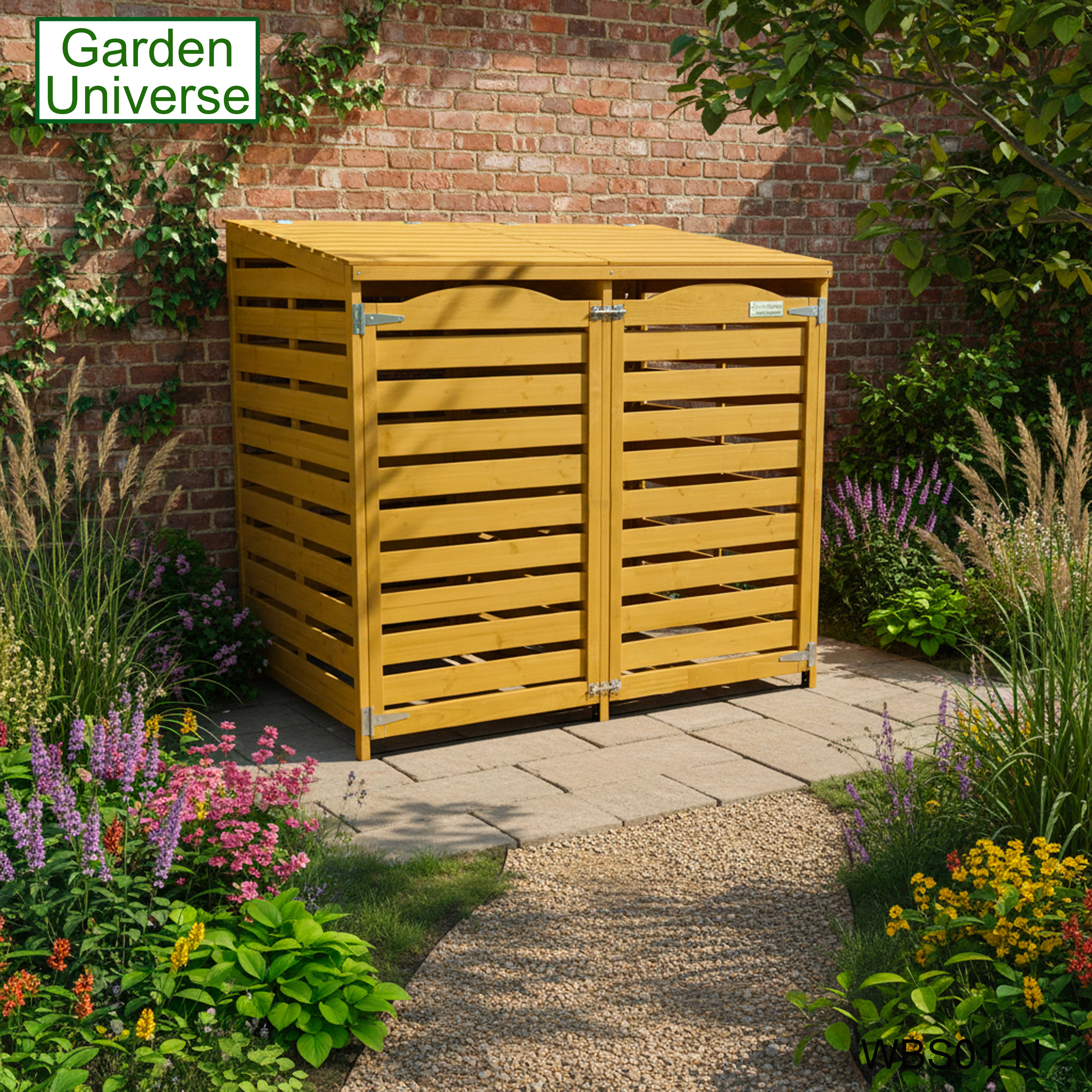 Wheelie Bin Storage Unit Double Outdoor Storage In Natural Wood WBS01-N