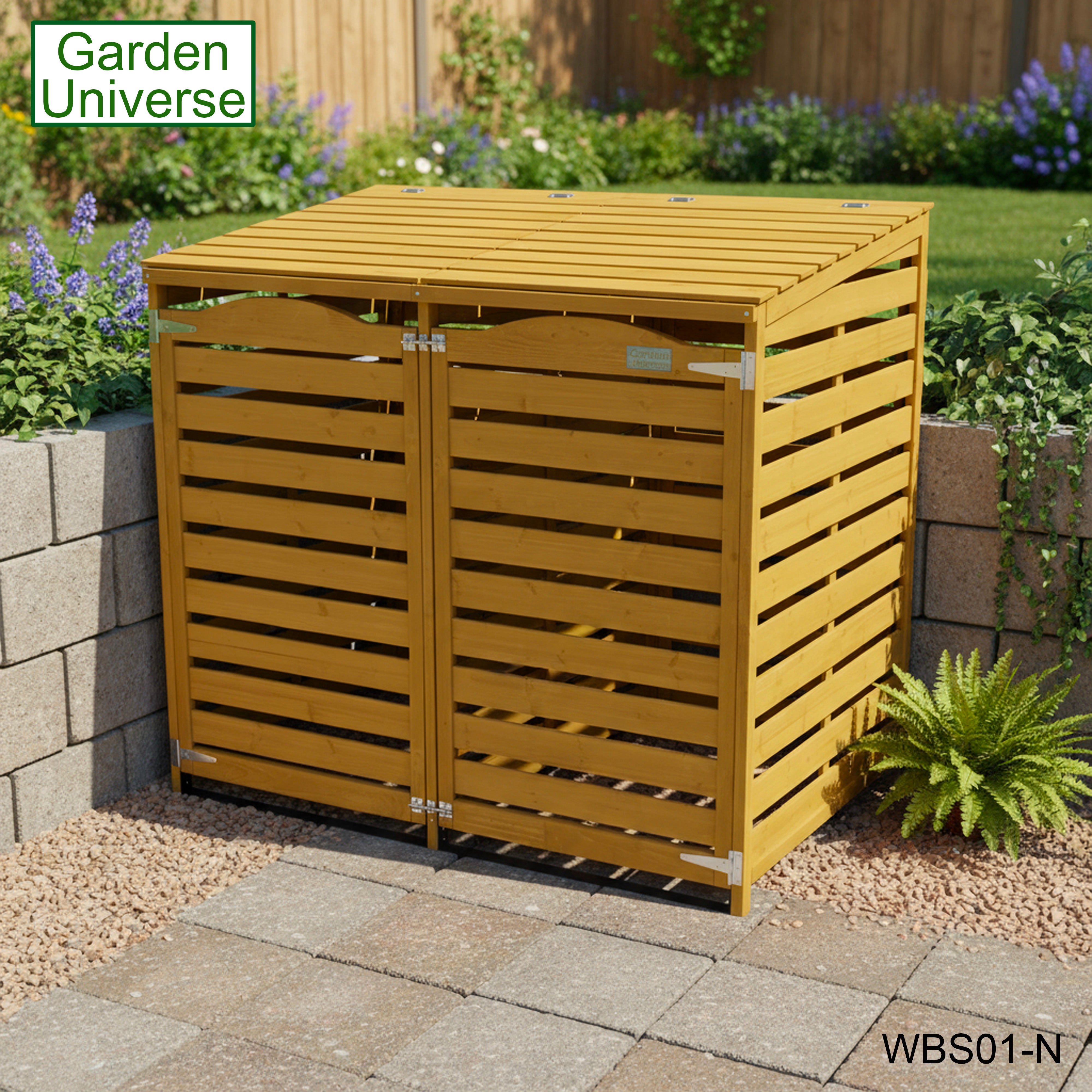 Wheelie Bin Storage Unit Double Outdoor Storage In Natural Wood WBS01-N