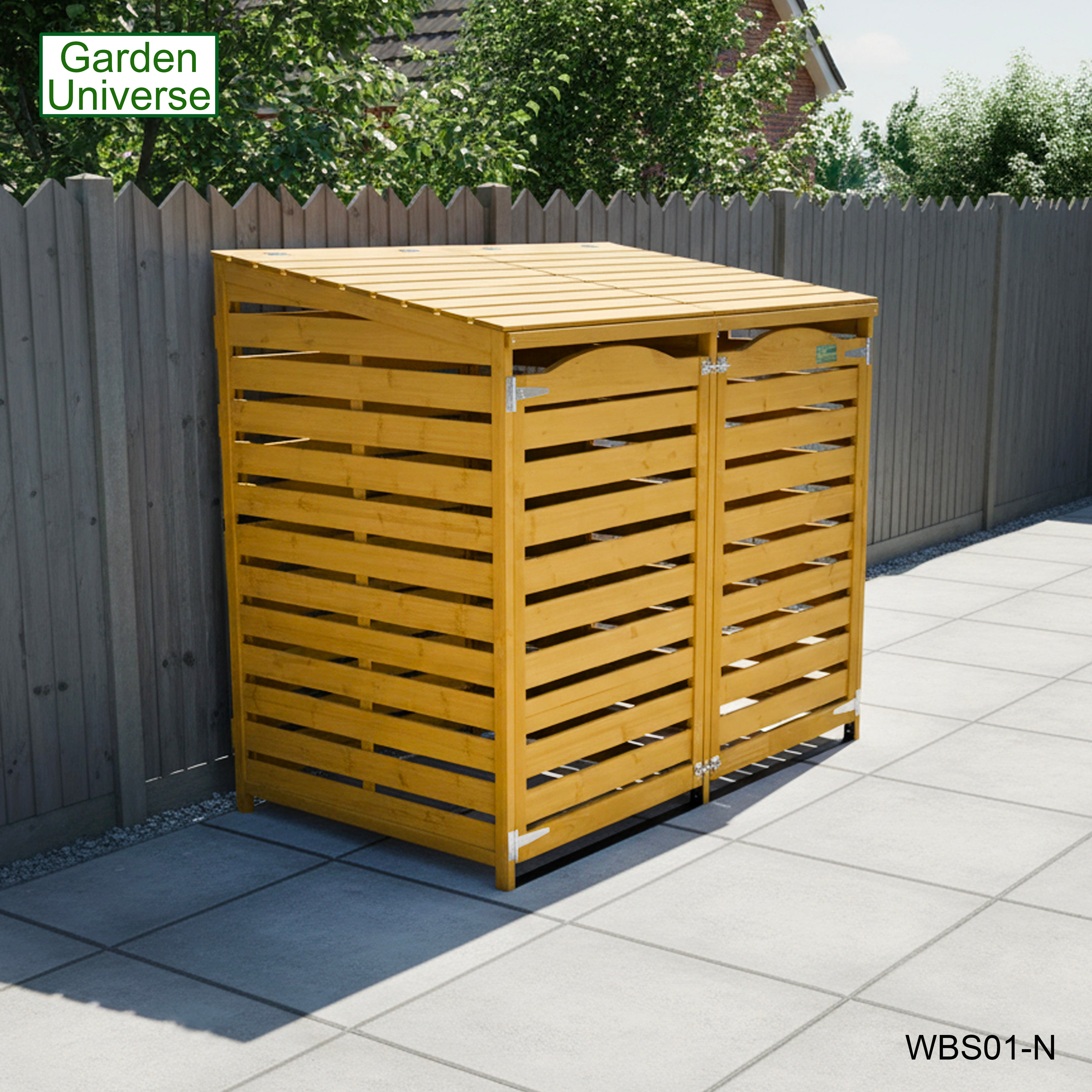 Wheelie Bin Storage Unit Double Outdoor Storage In Natural Wood WBS01-N