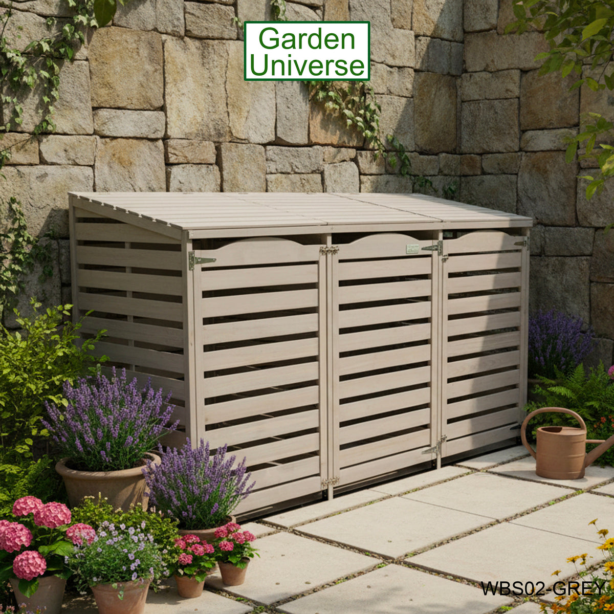 Wheelie Bin Storage Unit Triple Outdoor Storage In Grey WBS02-GREY