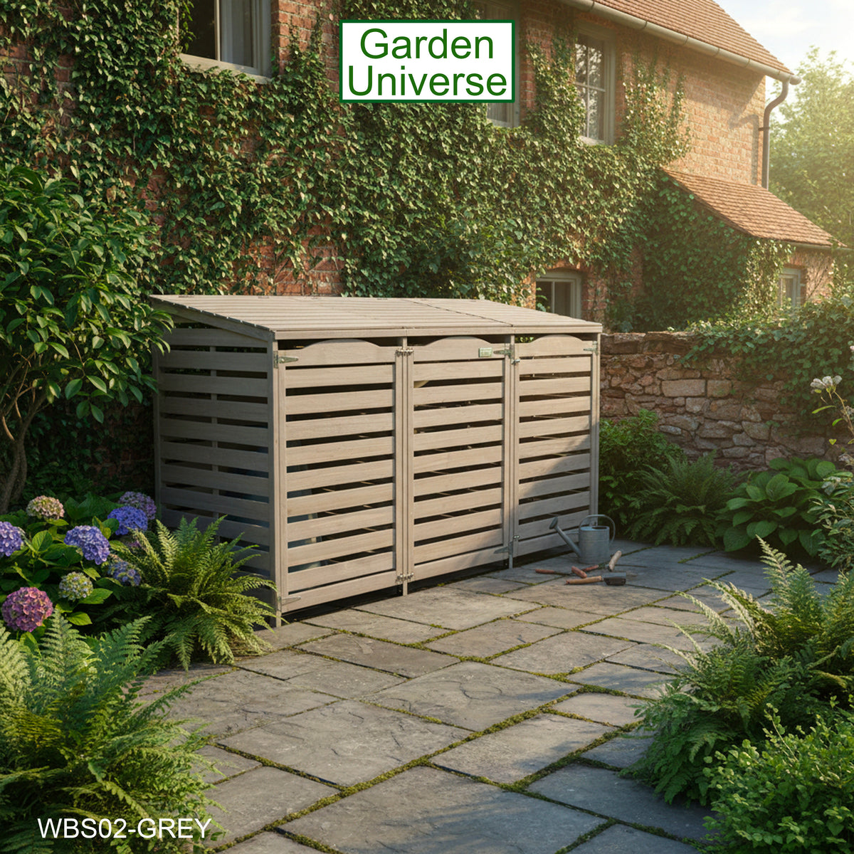 Wheelie Bin Storage Unit Triple Outdoor Storage In Grey WBS02-GREY