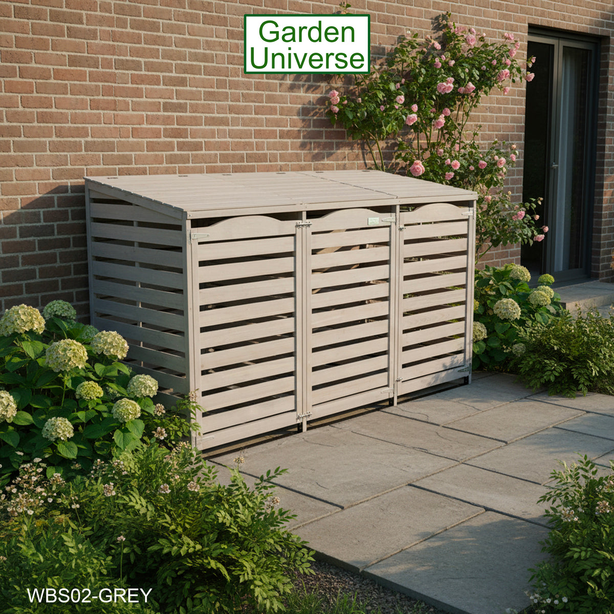 Wheelie Bin Storage Unit Triple Outdoor Storage In Grey WBS02-GREY