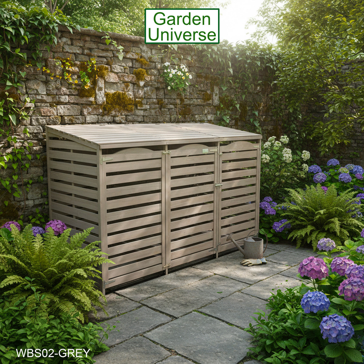 Wheelie Bin Storage Unit Triple Outdoor Storage In Grey WBS02-GREY