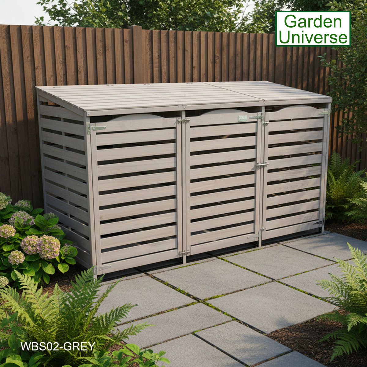 Wheelie Bin Storage Unit Triple Outdoor Storage In Grey WBS02-GREY
