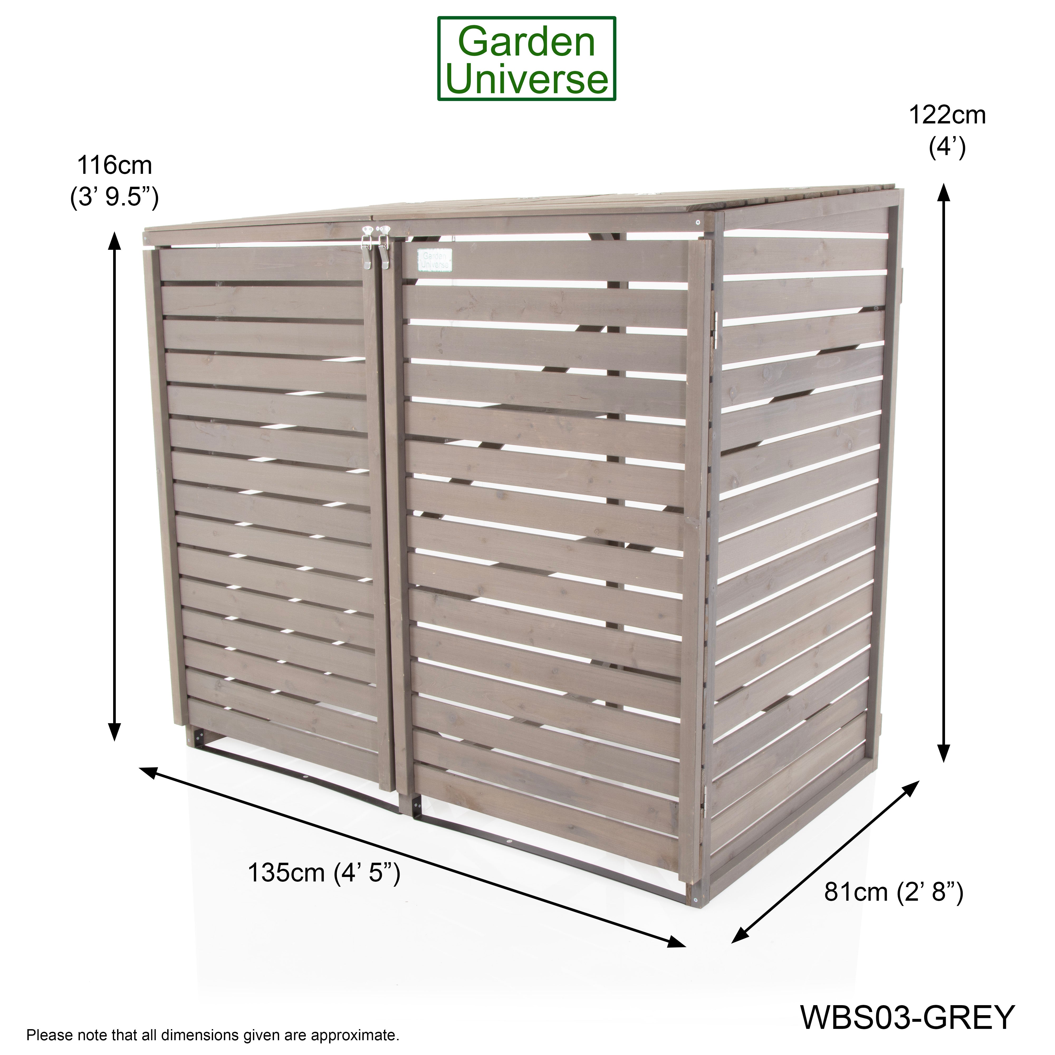 Wheelie Bin Storage Unit Double Outdoor Storage In Grey 2 x 240 L Bin Store Garden Store WBS03-GREY