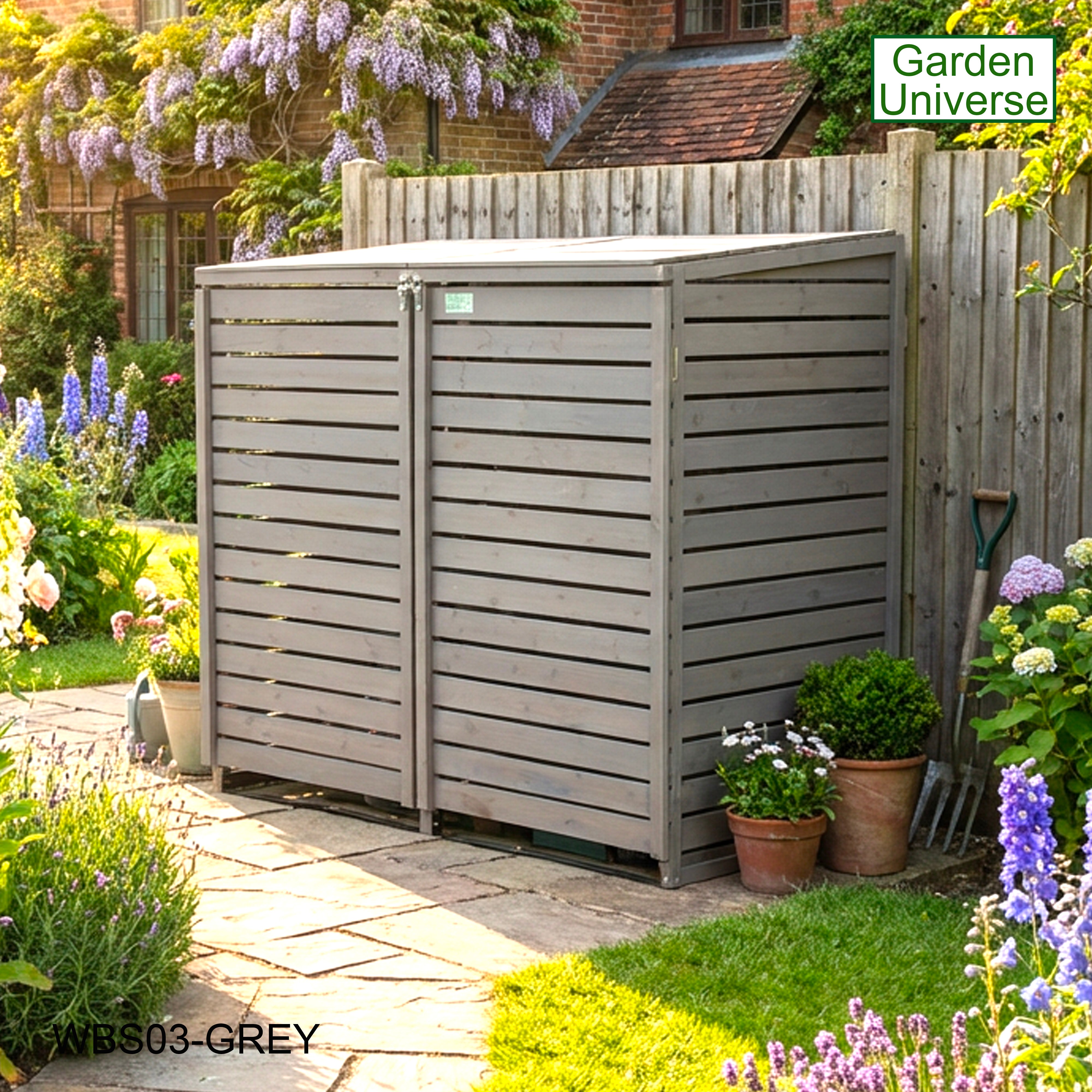 Wheelie Bin Storage Unit Double Outdoor Storage In Grey 2 x 240 L Bin Store Garden Store WBS03-GREY