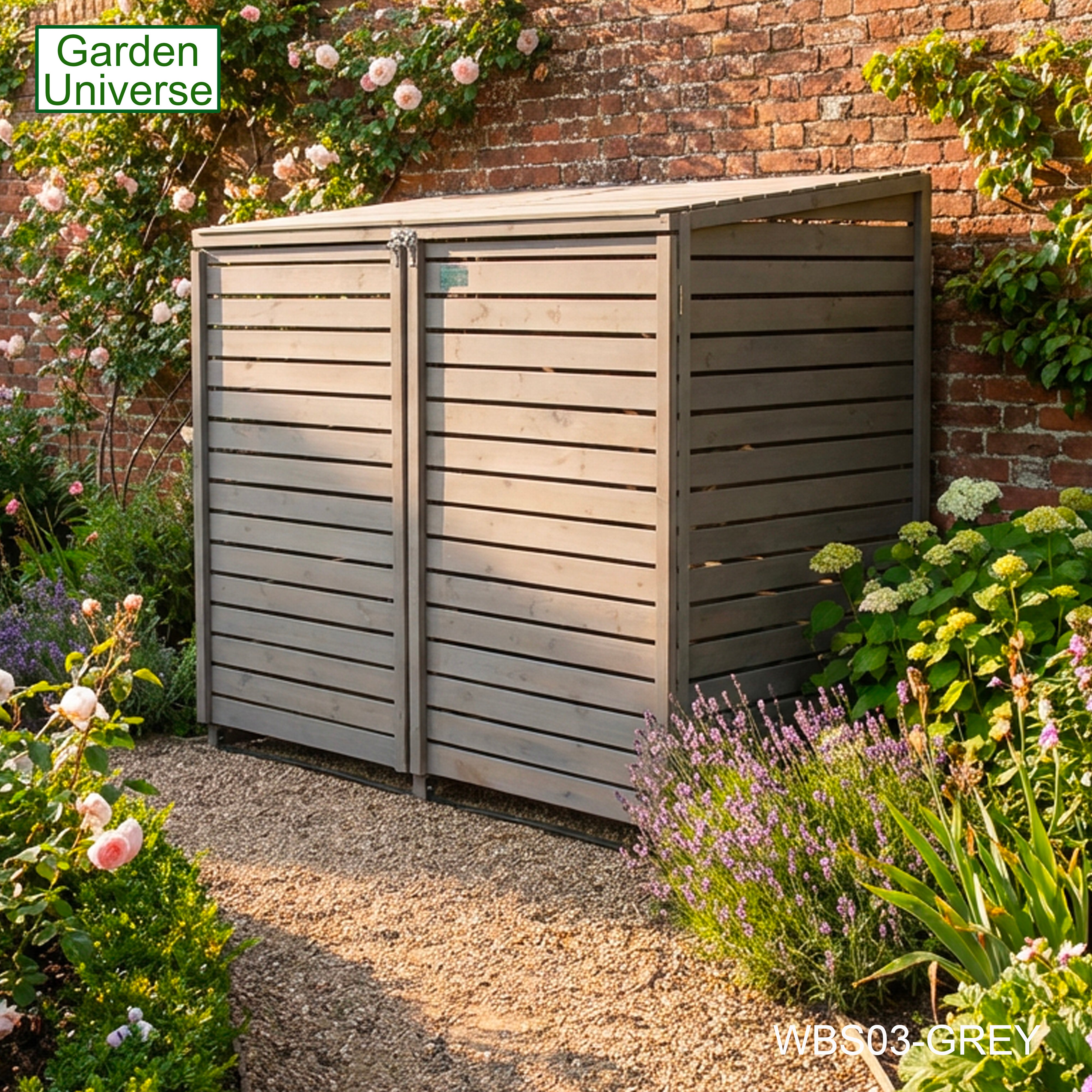 Wheelie Bin Storage Unit Double Outdoor Storage In Grey 2 x 240 L Bin Store Garden Store WBS03-GREY