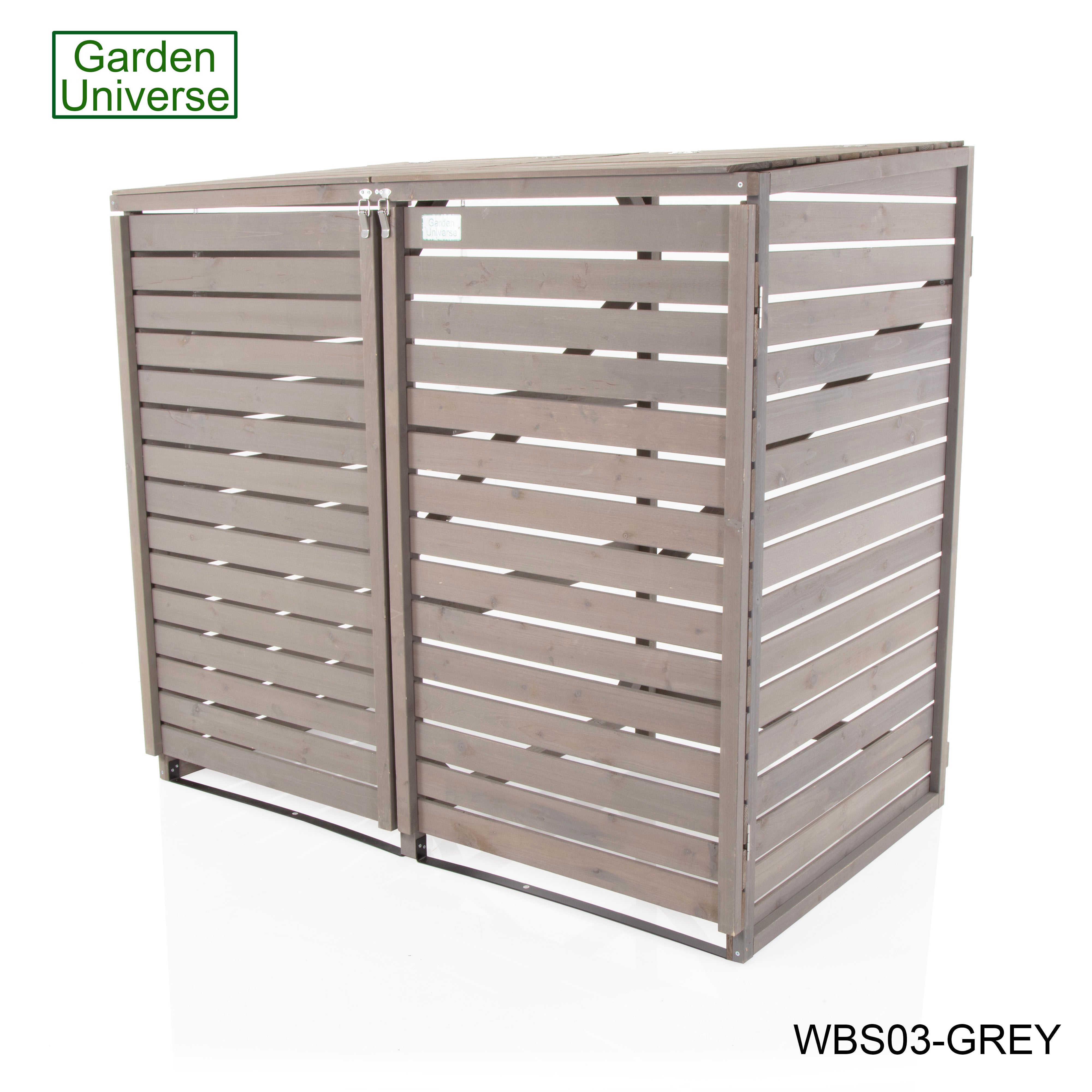 Wheelie Bin Storage Unit Double Outdoor Storage In Grey 2 x 240 L Bin Store Garden Store WBS03-GREY