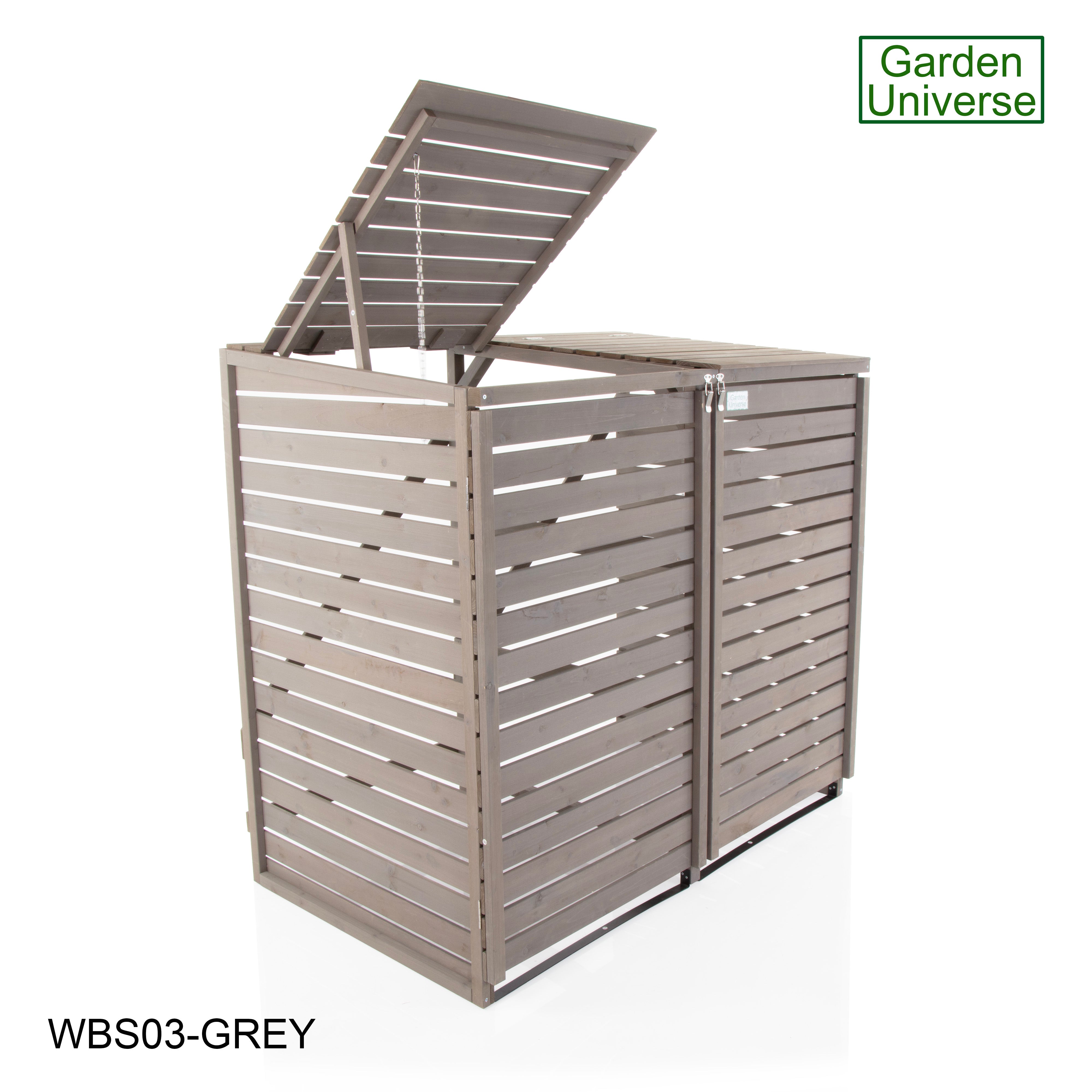 Wheelie Bin Storage Unit Double Outdoor Storage In Grey 2 x 240 L Bin Store Garden Store WBS03-GREY