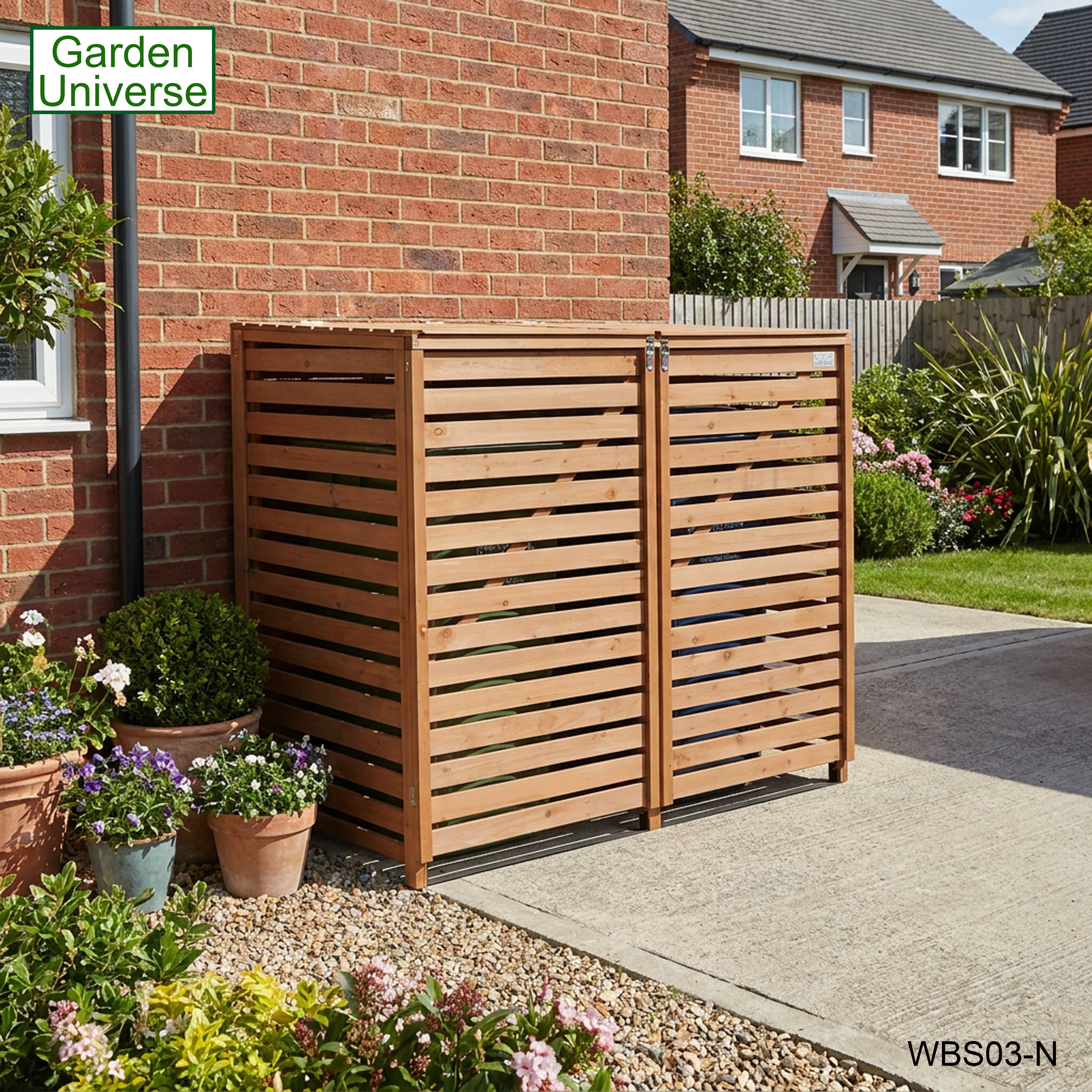 Wheelie Bin Storage Unit Double Outdoor Storage In Brown 2 x 240 L Bin Store Garden Store WBS03-N