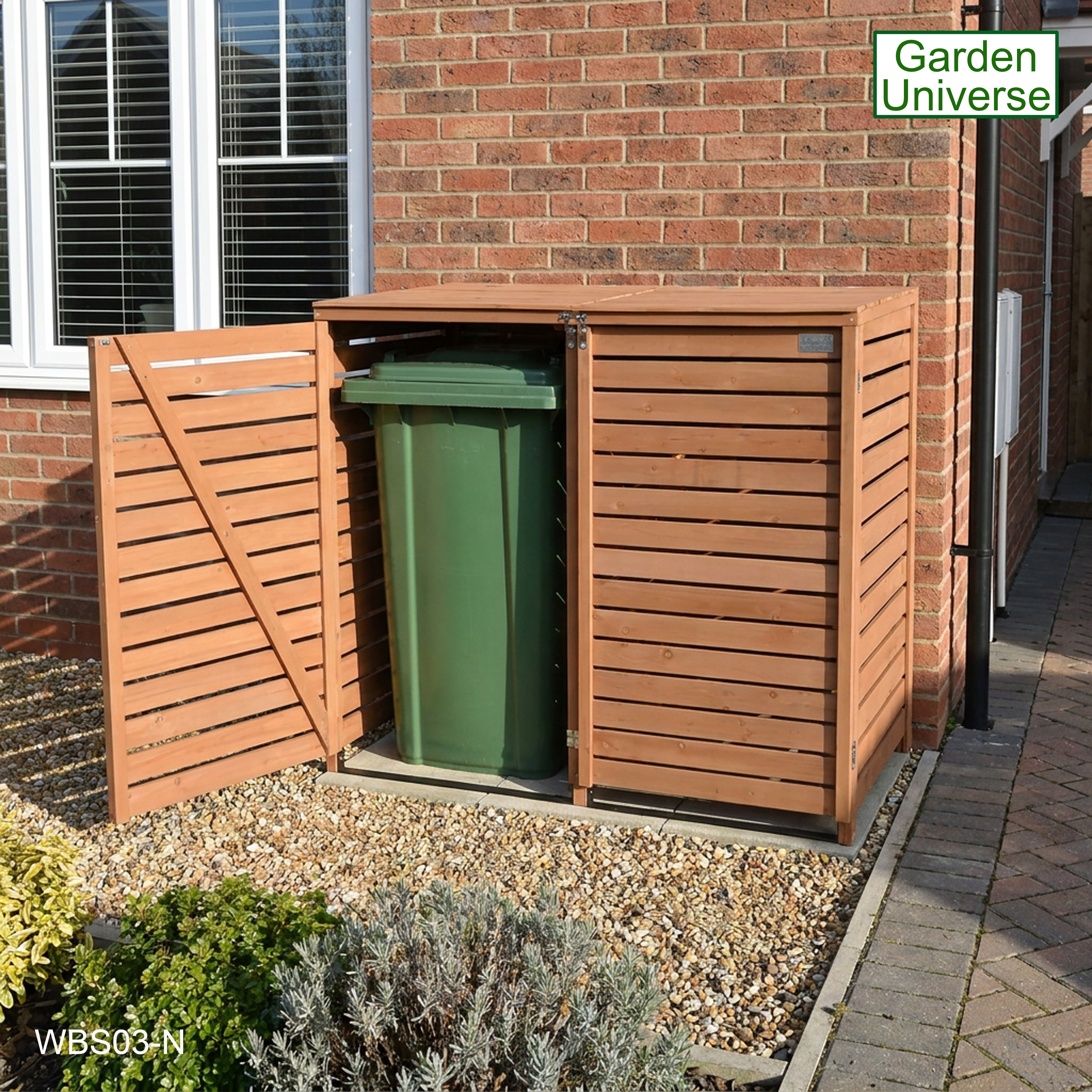 Wheelie Bin Storage Unit Double Outdoor Storage In Brown 2 x 240 L Bin Store Garden Store WBS03-N