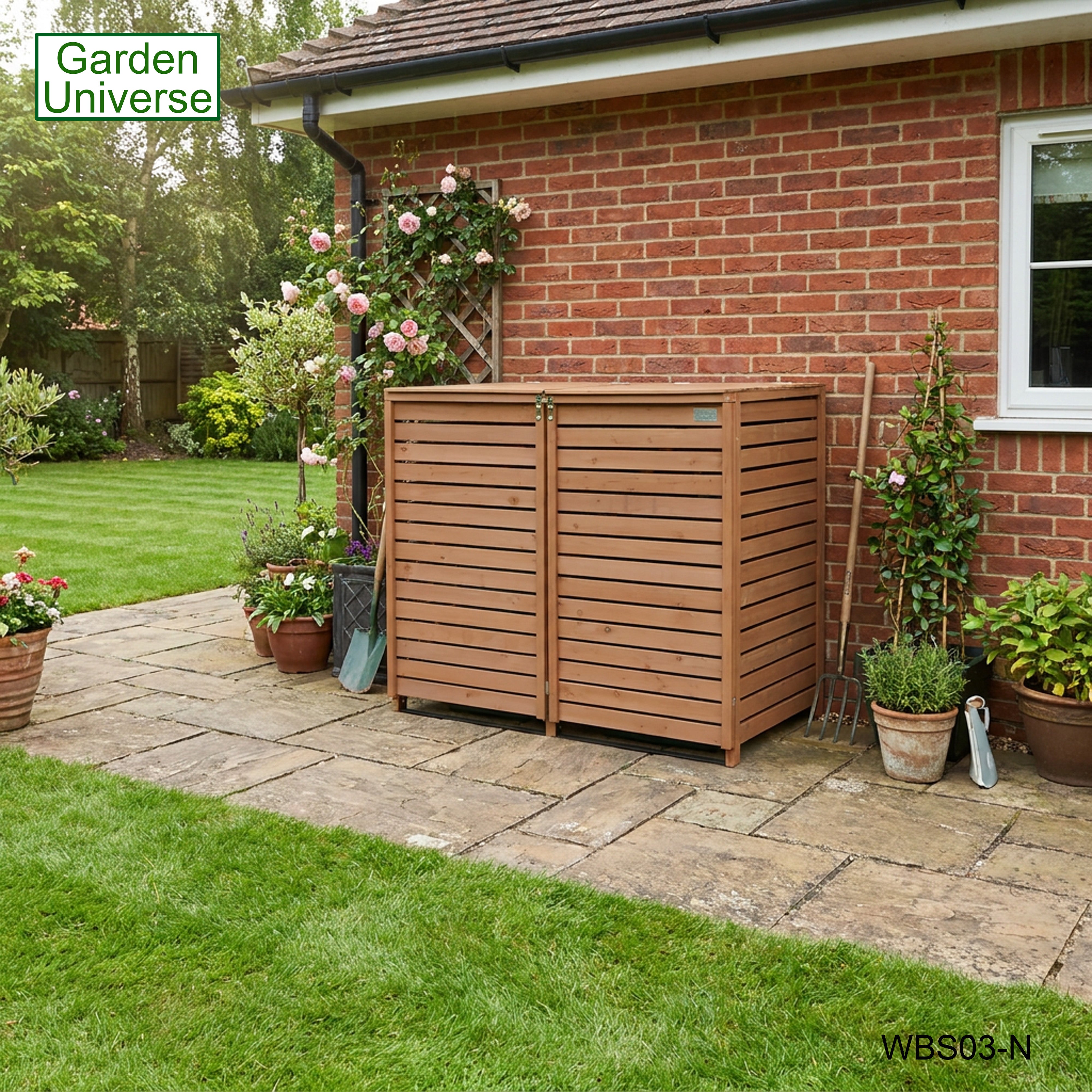 Wheelie Bin Storage Unit Double Outdoor Storage In Brown 2 x 240 L Bin Store Garden Store WBS03-N