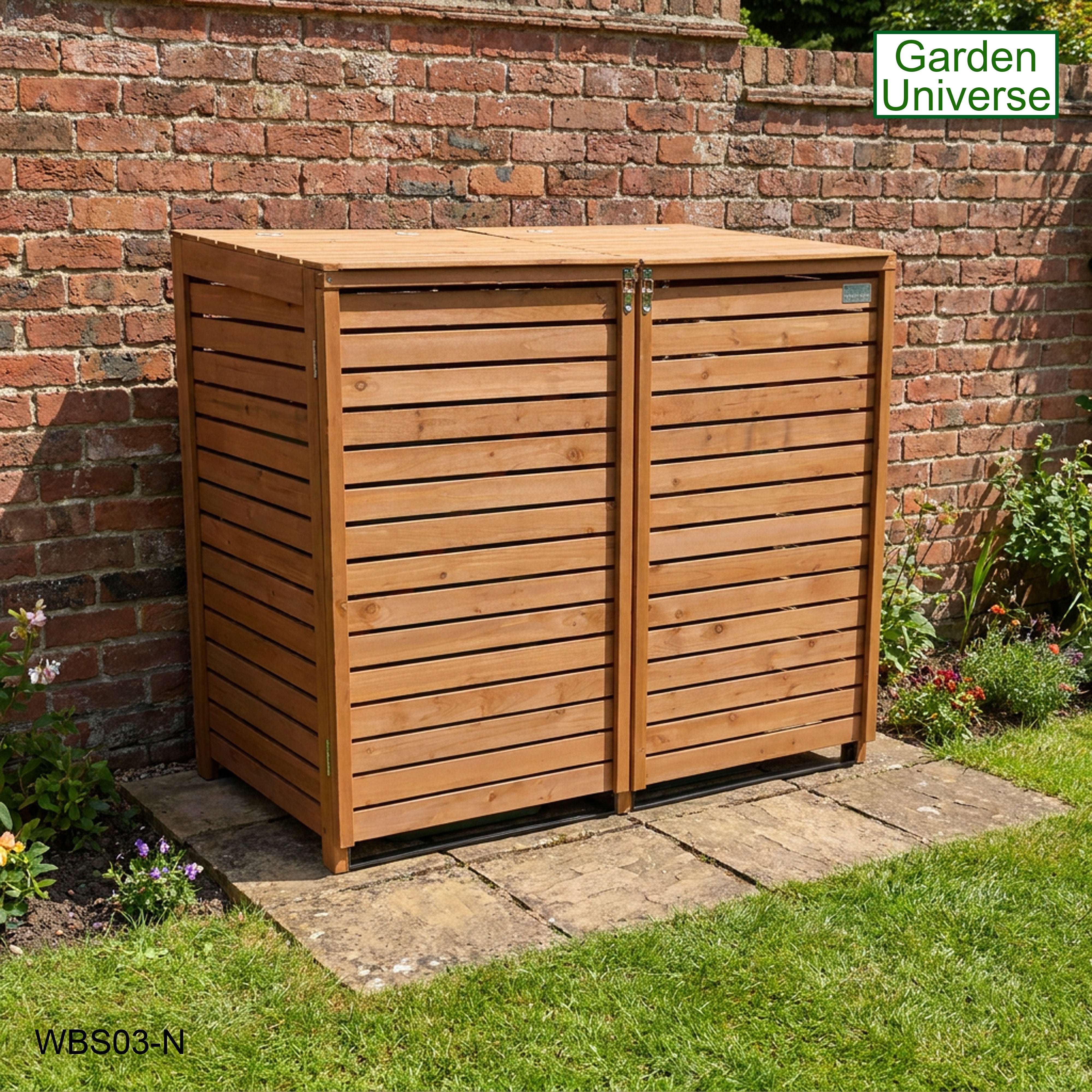 Wheelie Bin Storage Unit Double Outdoor Storage In Brown 2 x 240 L Bin Store Garden Store WBS03-N