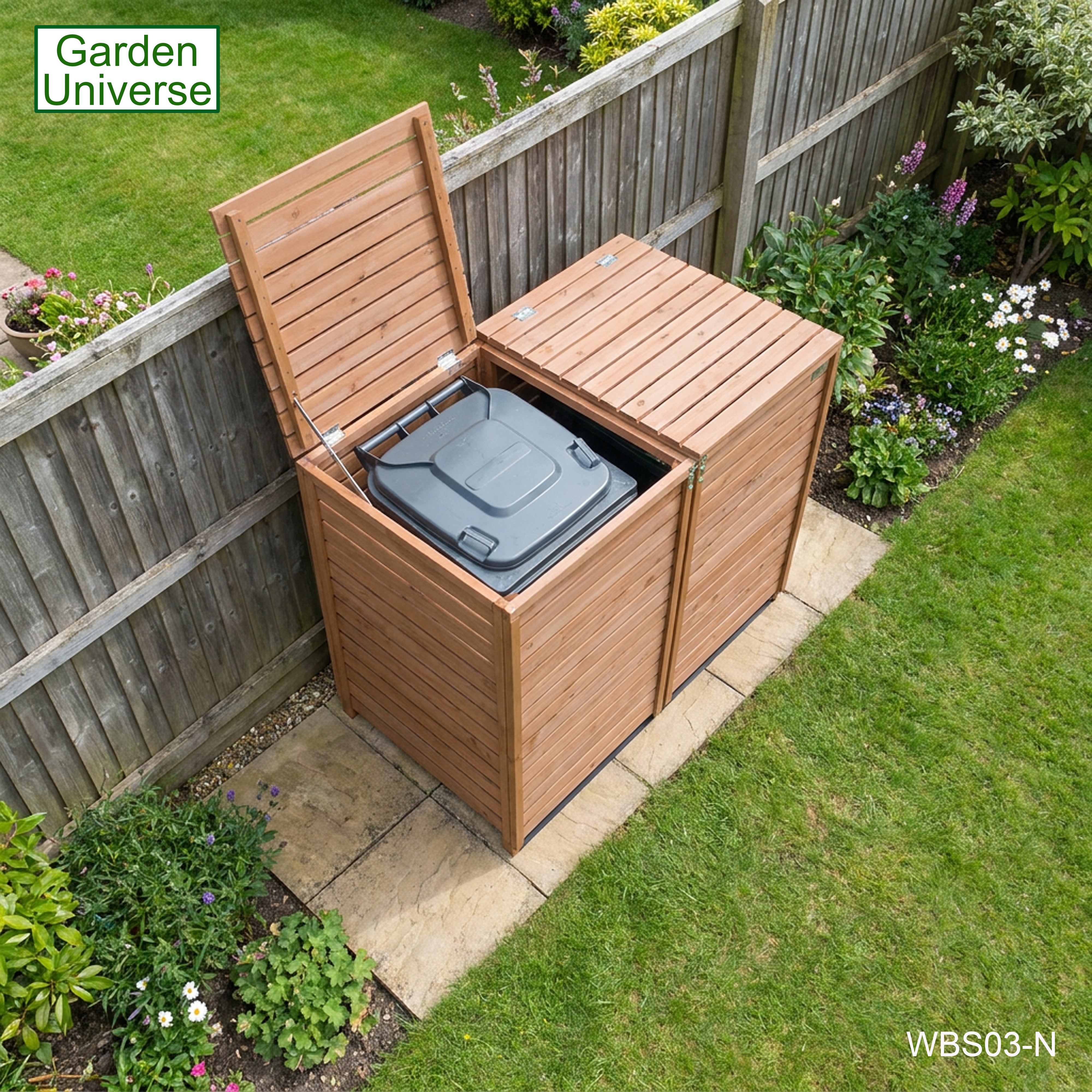 Wheelie Bin Storage Unit Double Outdoor Storage In Brown 2 x 240 L Bin Store Garden Store WBS03-N