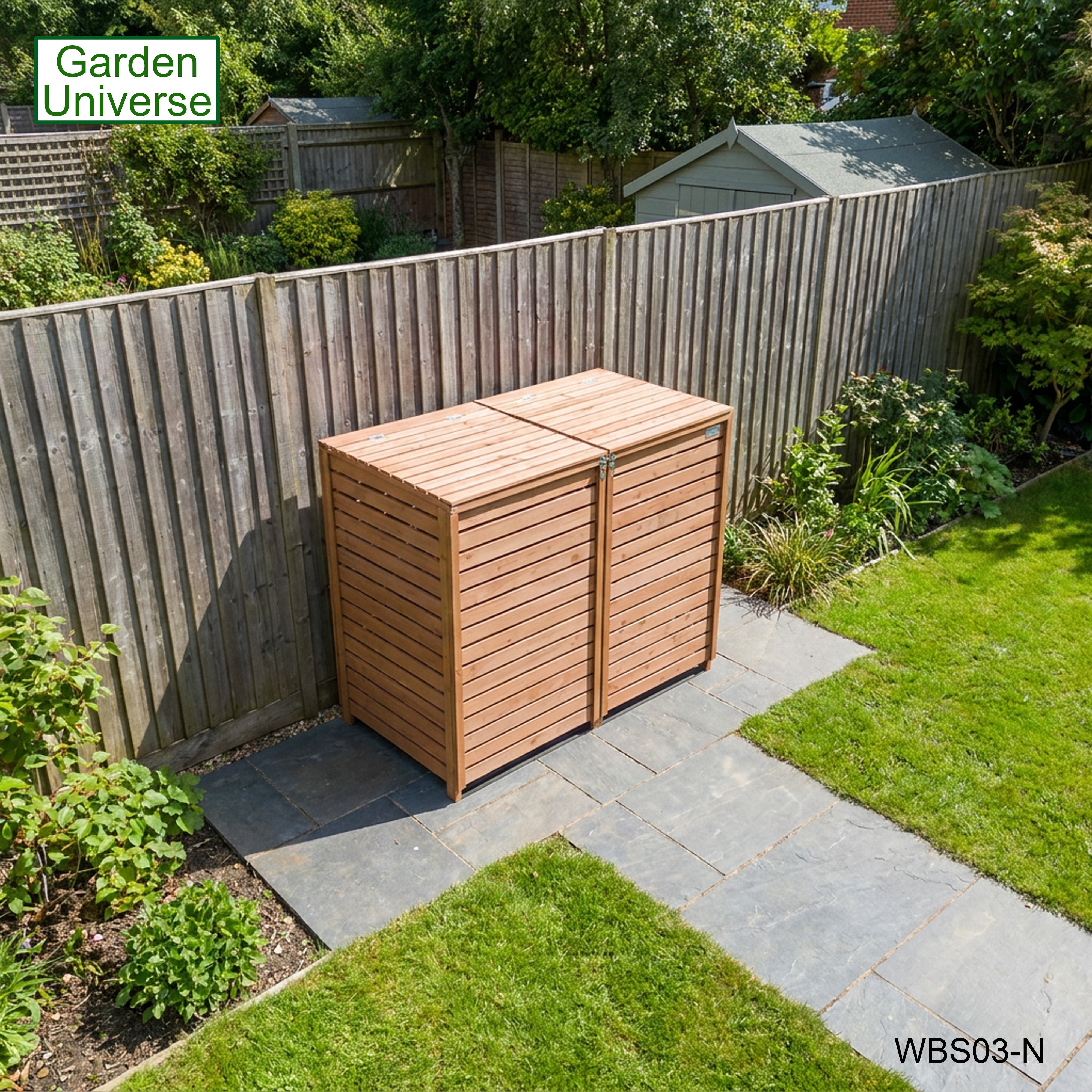 Wheelie Bin Storage Unit Double Outdoor Storage In Brown 2 x 240 L Bin Store Garden Store WBS03-N