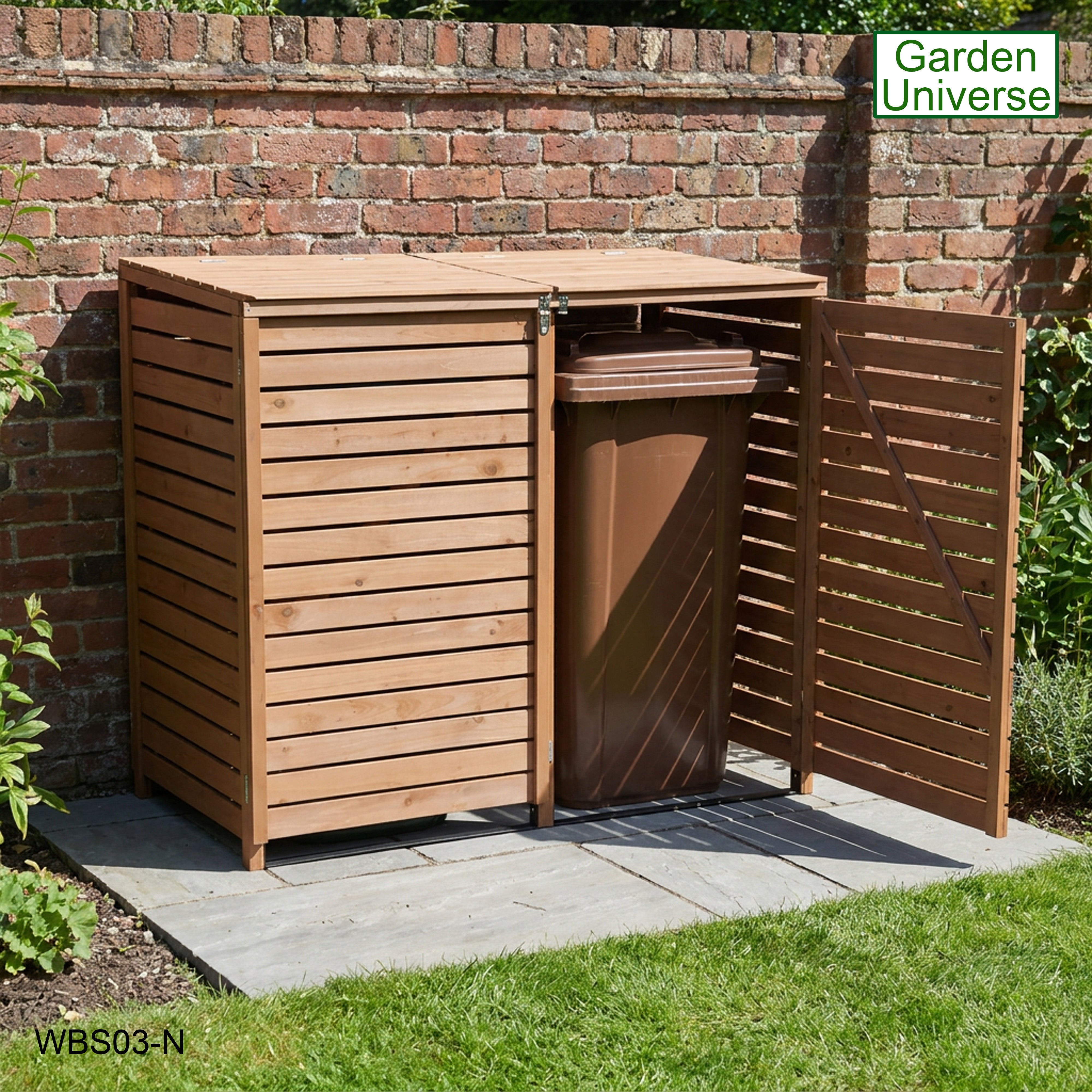 Wheelie Bin Storage Unit Double Outdoor Storage In Brown 2 x 240 L Bin Store Garden Store WBS03-N
