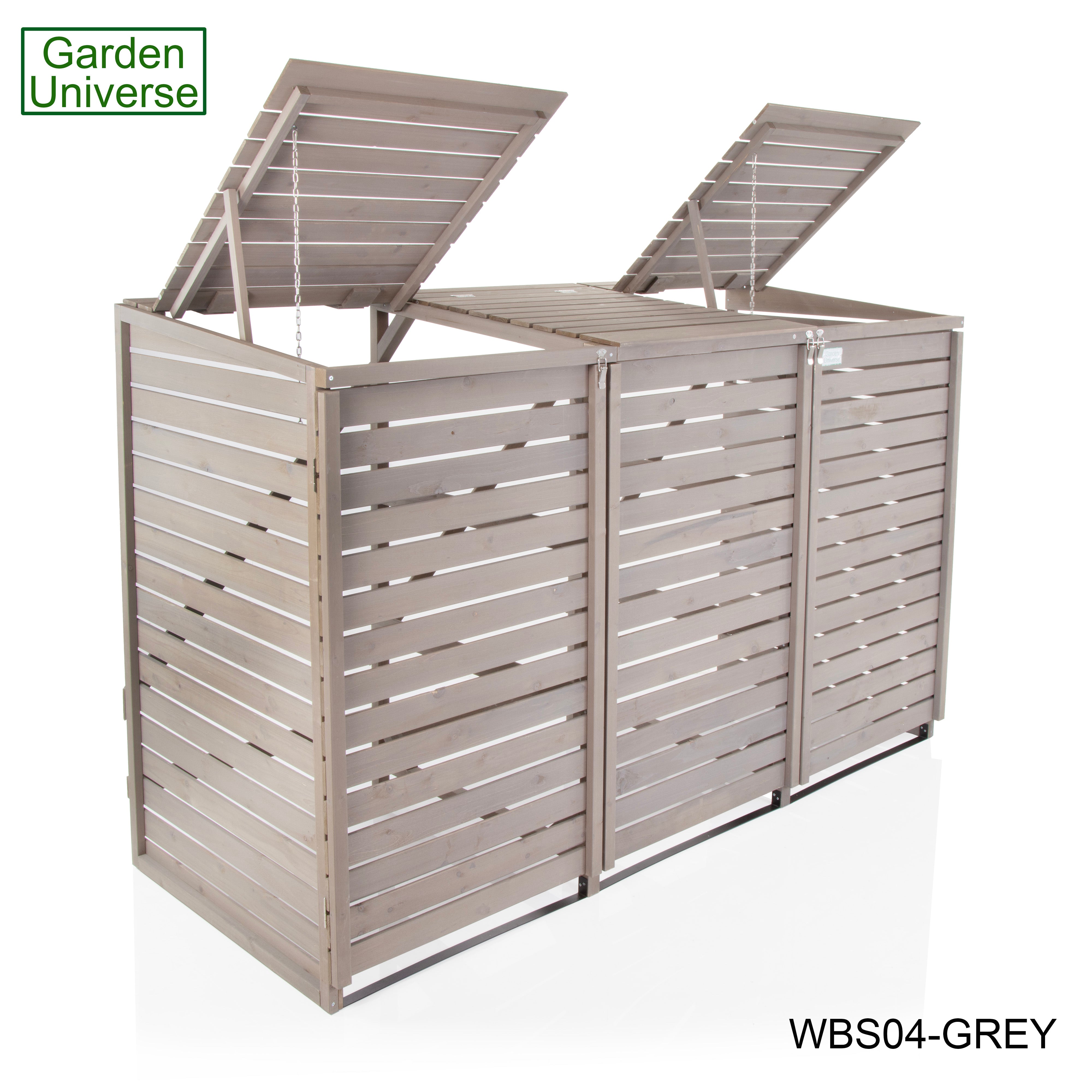 Wheelie Bin Storage Unit Triple Outdoor Storage In Grey 3 x 240 L Bin Store Garden Store WBS04-GREY