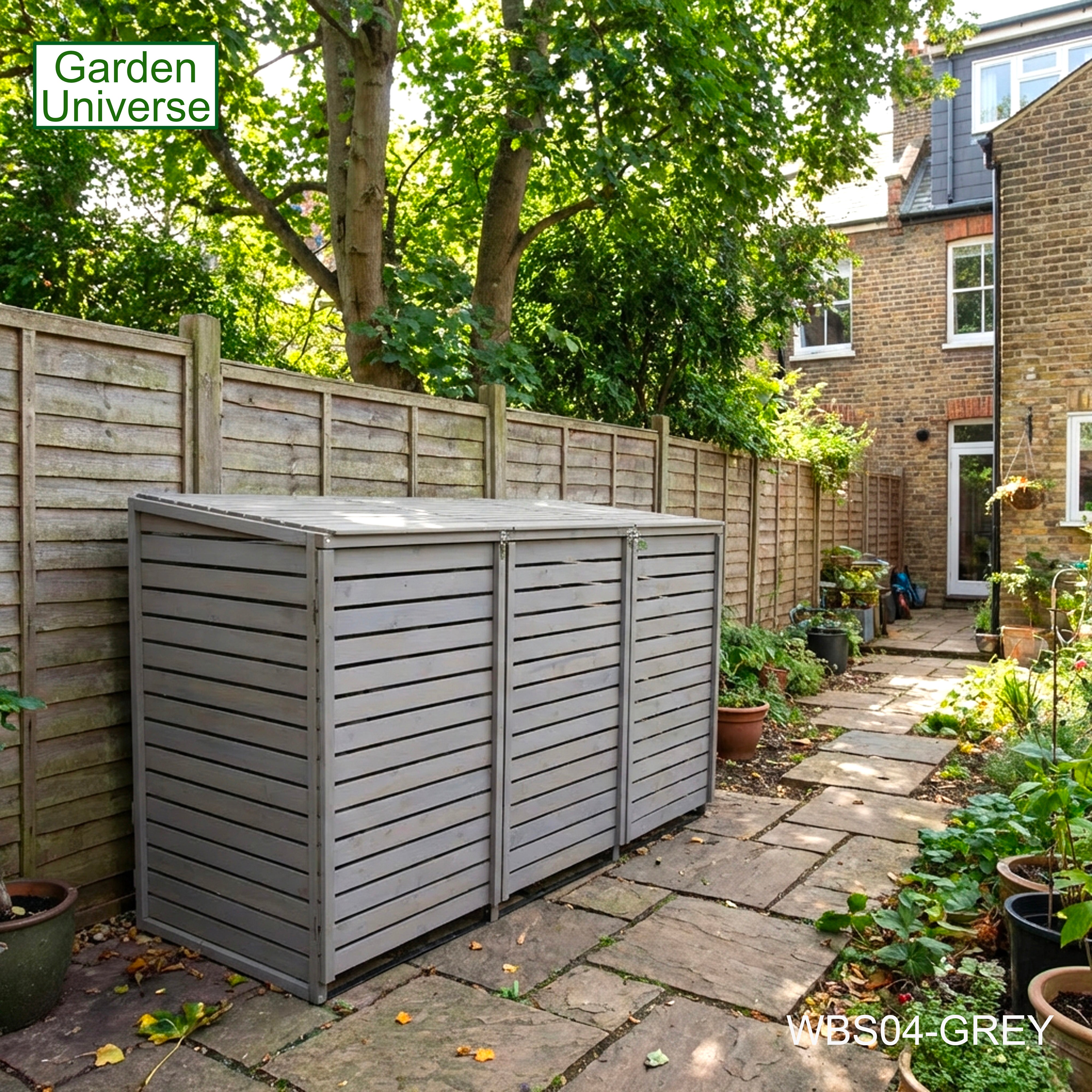 Wheelie Bin Storage Unit Triple Outdoor Storage In Grey 3 x 240 L Bin Store Garden Store WBS04-GREY