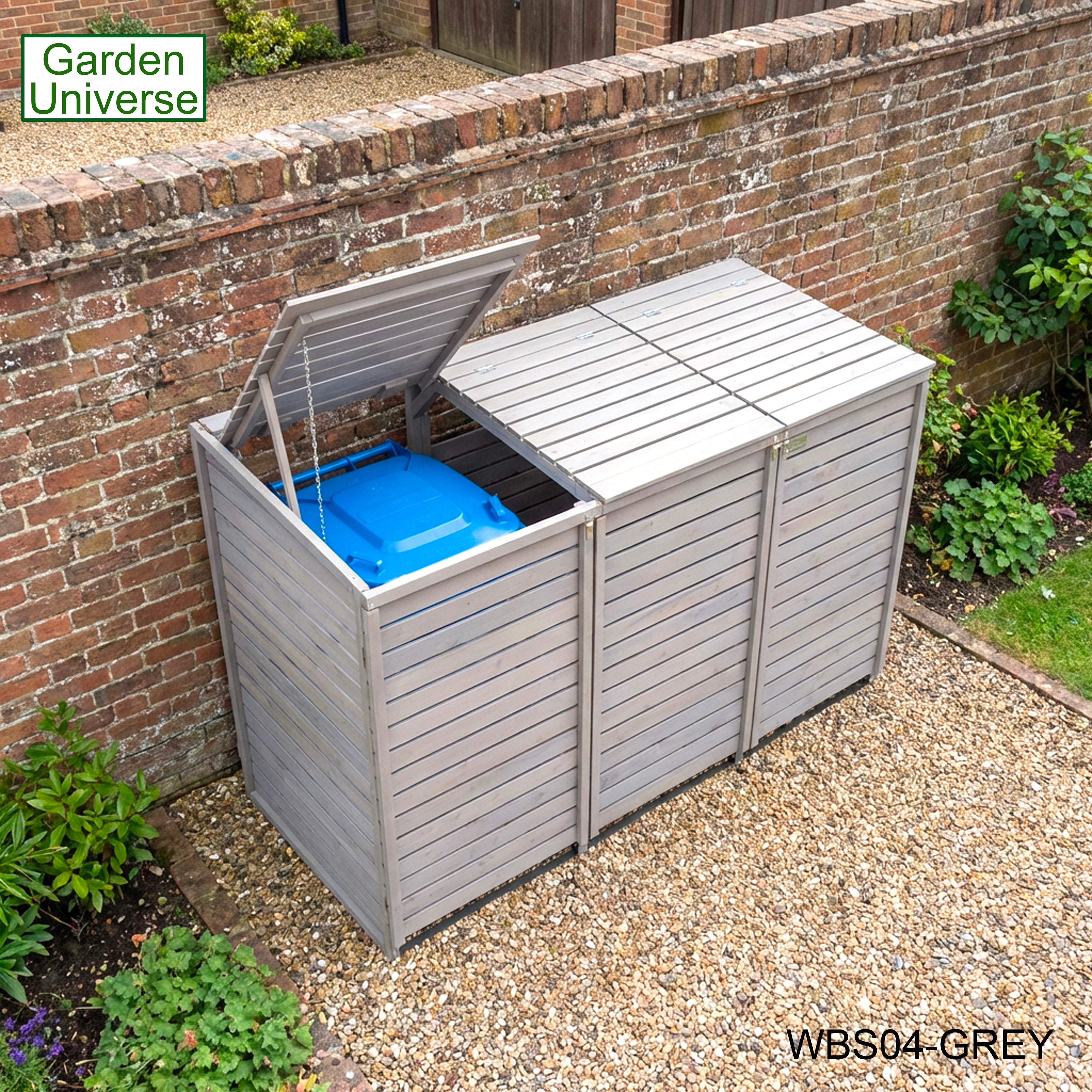 Wheelie Bin Storage Unit Triple Outdoor Storage In Grey 3 x 240 L Bin Store Garden Store WBS04-GREY