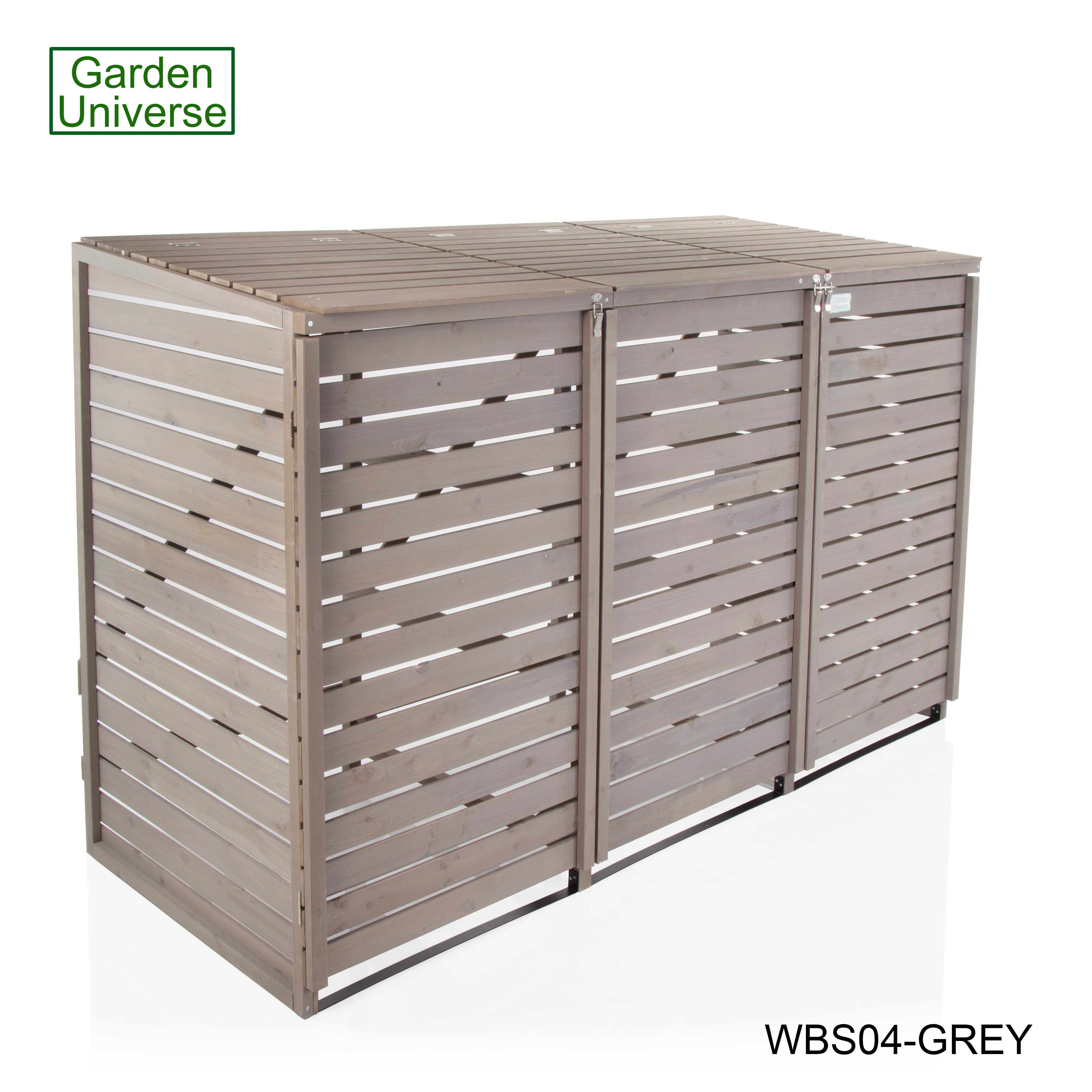 Wheelie Bin Storage Unit Triple Outdoor Storage In Grey 3 x 240 L Bin Store Garden Store WBS04-GREY