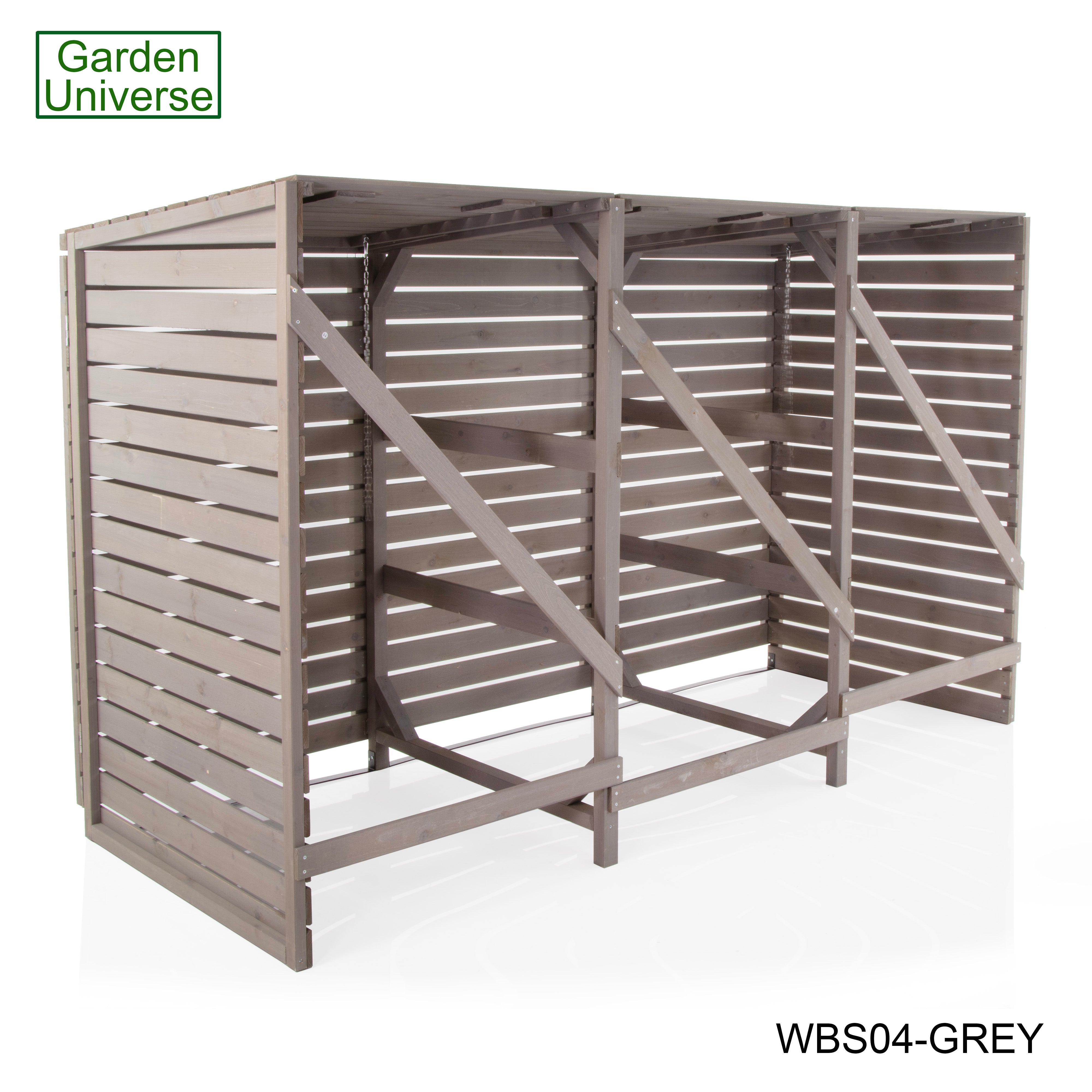 Wheelie Bin Storage Unit Triple Outdoor Storage In Grey 3 x 240 L Bin Store Garden Store WBS04-GREY