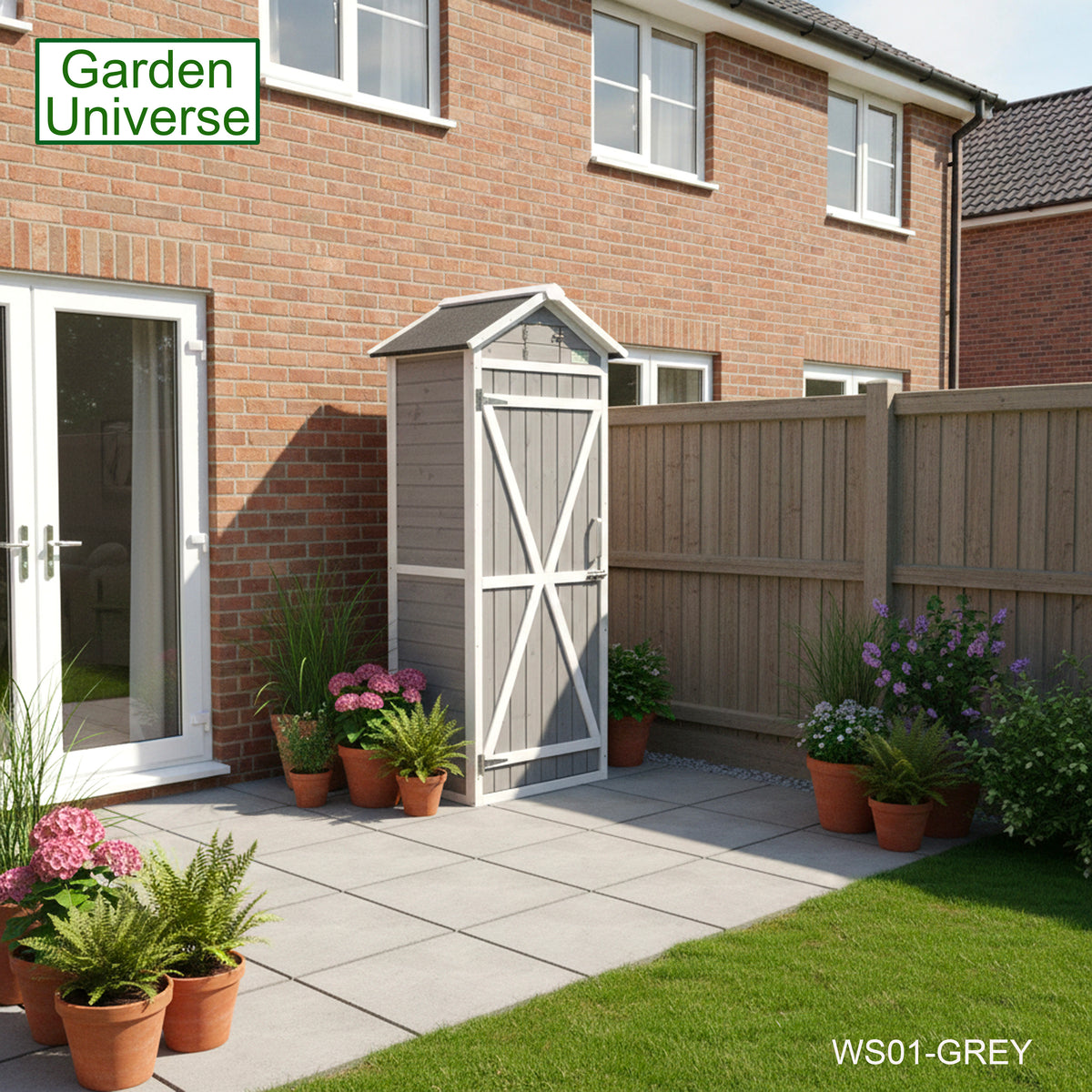 Tool Shed Storage Unit Outdoor Storage In Grey WS01-GREY
