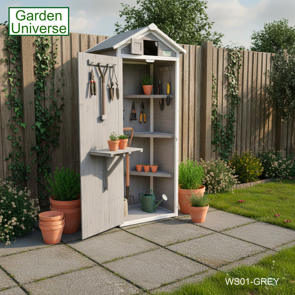 Tool Shed Storage Unit Outdoor Storage In Grey WS01-GREY