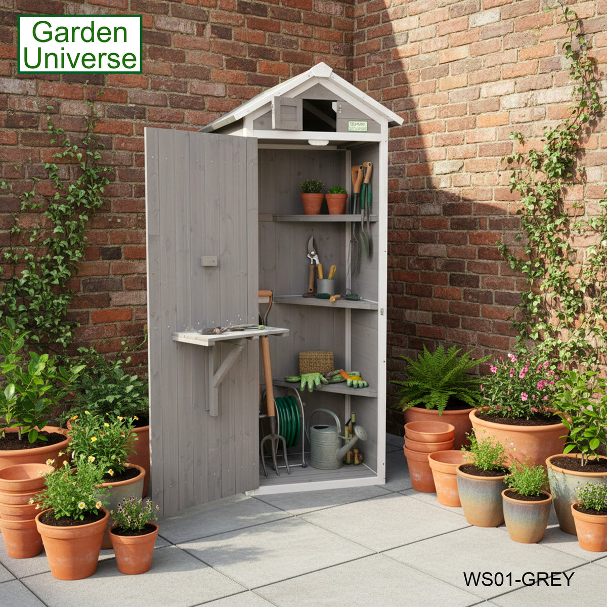 Tool Shed Storage Unit Outdoor Storage In Grey WS01-GREY