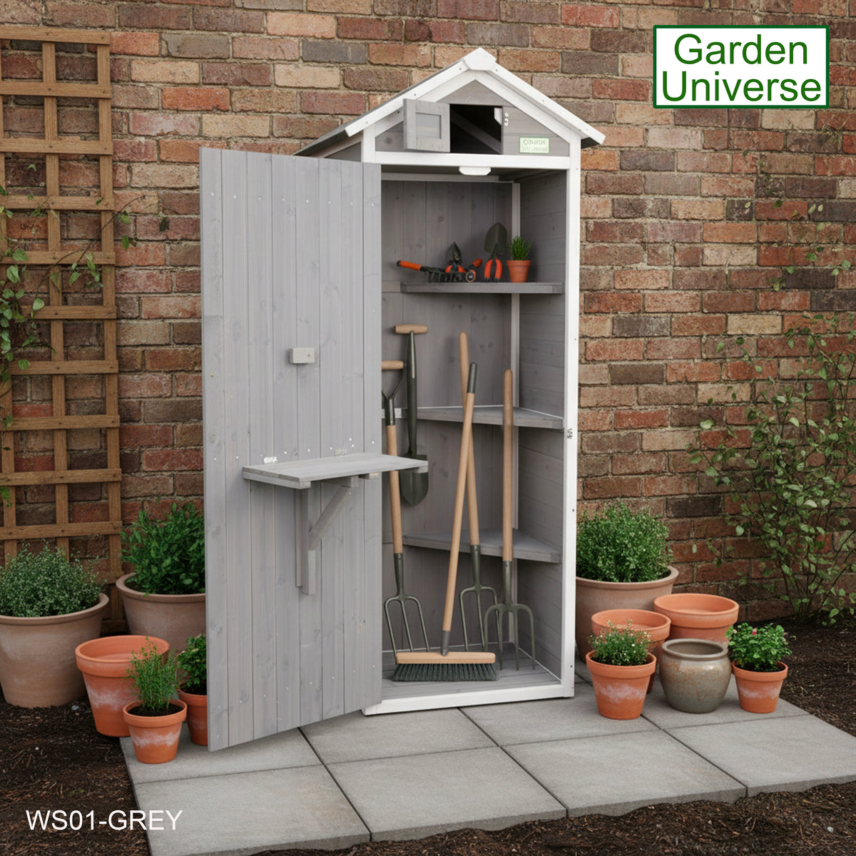 Tool Shed Storage Unit Outdoor Storage In Grey WS01-GREY