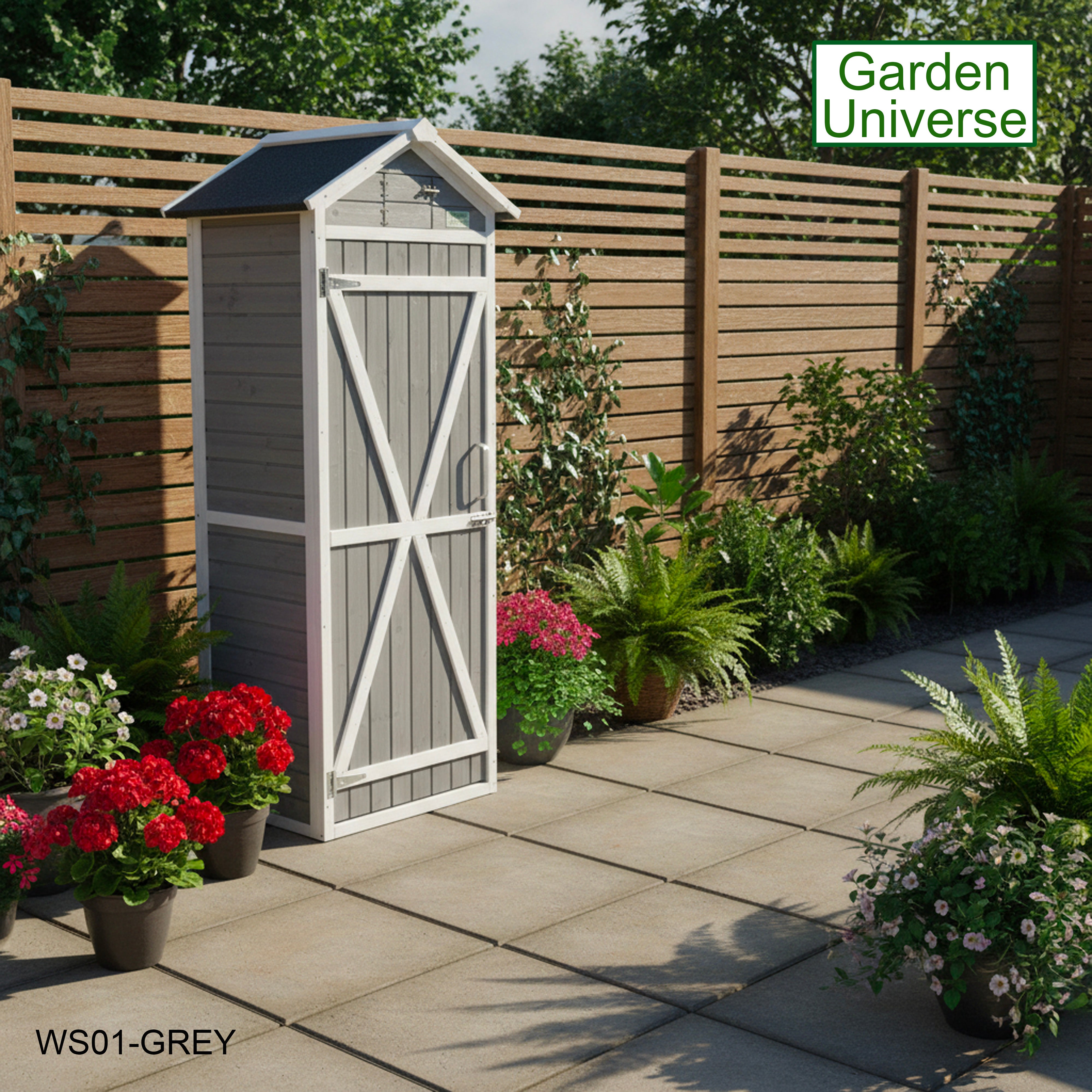 Tool Shed Storage Unit Outdoor Storage In Grey WS01-GREY