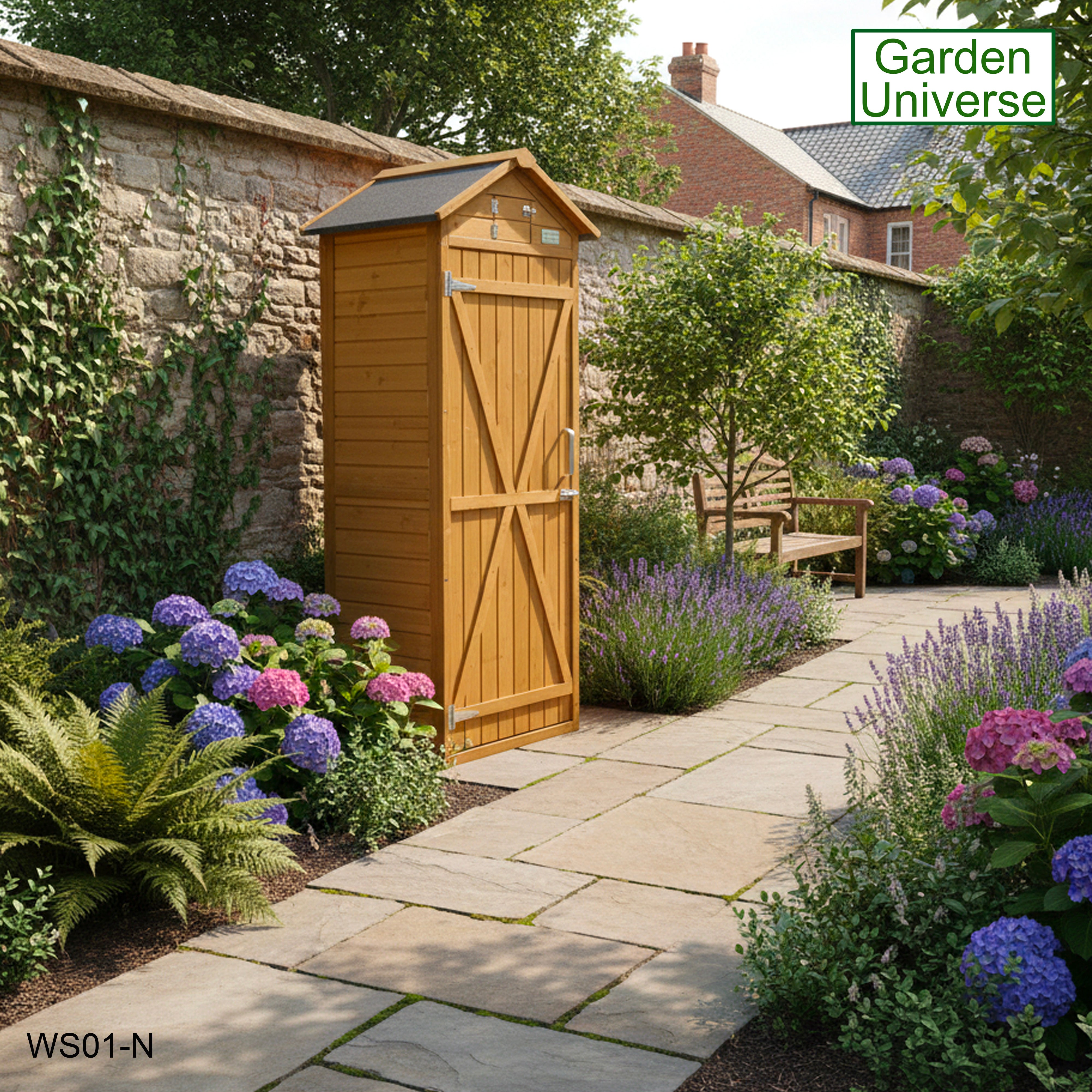 Garden Universe Tool Shed Storage Unit Outdoor Garden Storage In Brown WS01-N