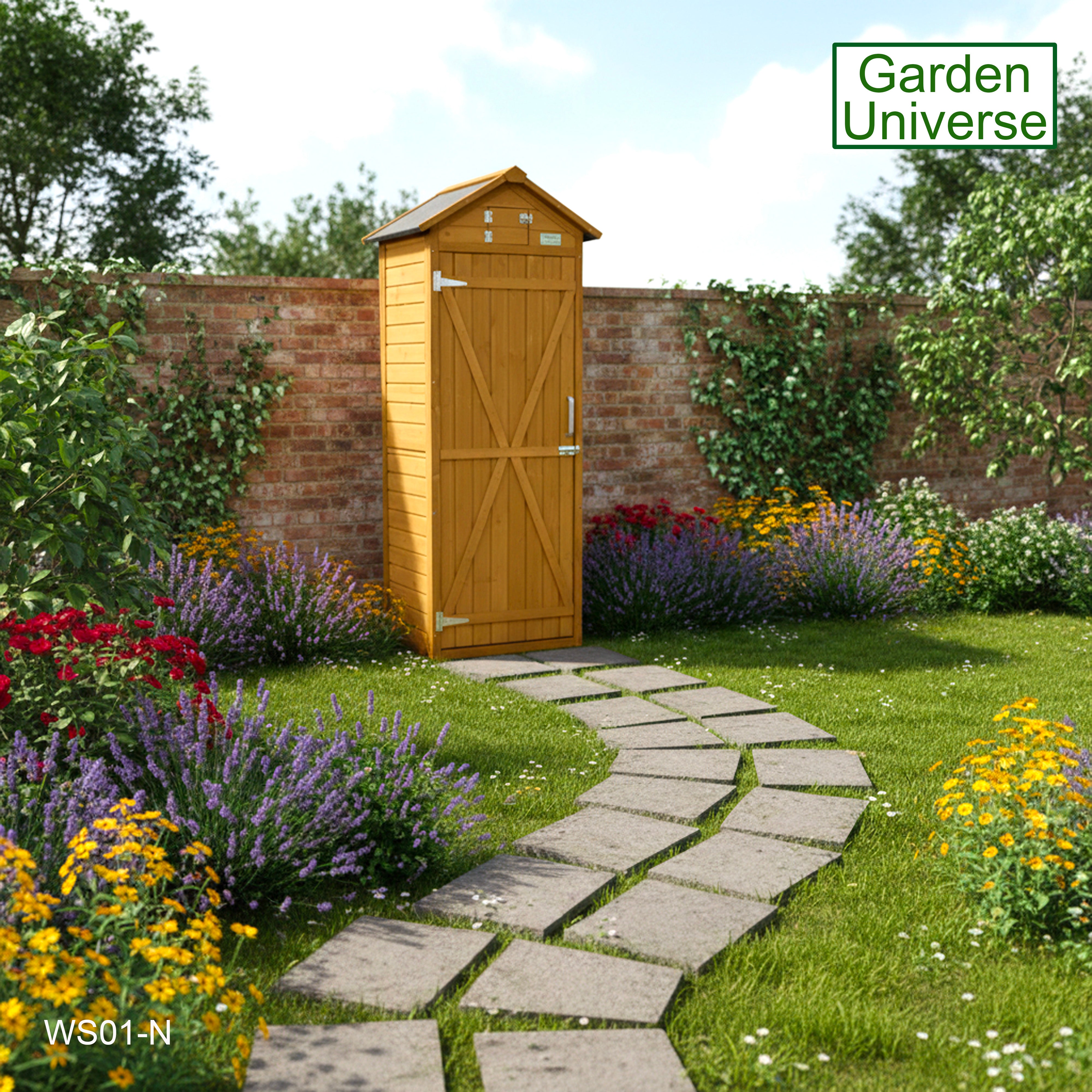 Garden Universe Tool Shed Storage Unit Outdoor Garden Storage In Brown WS01-N