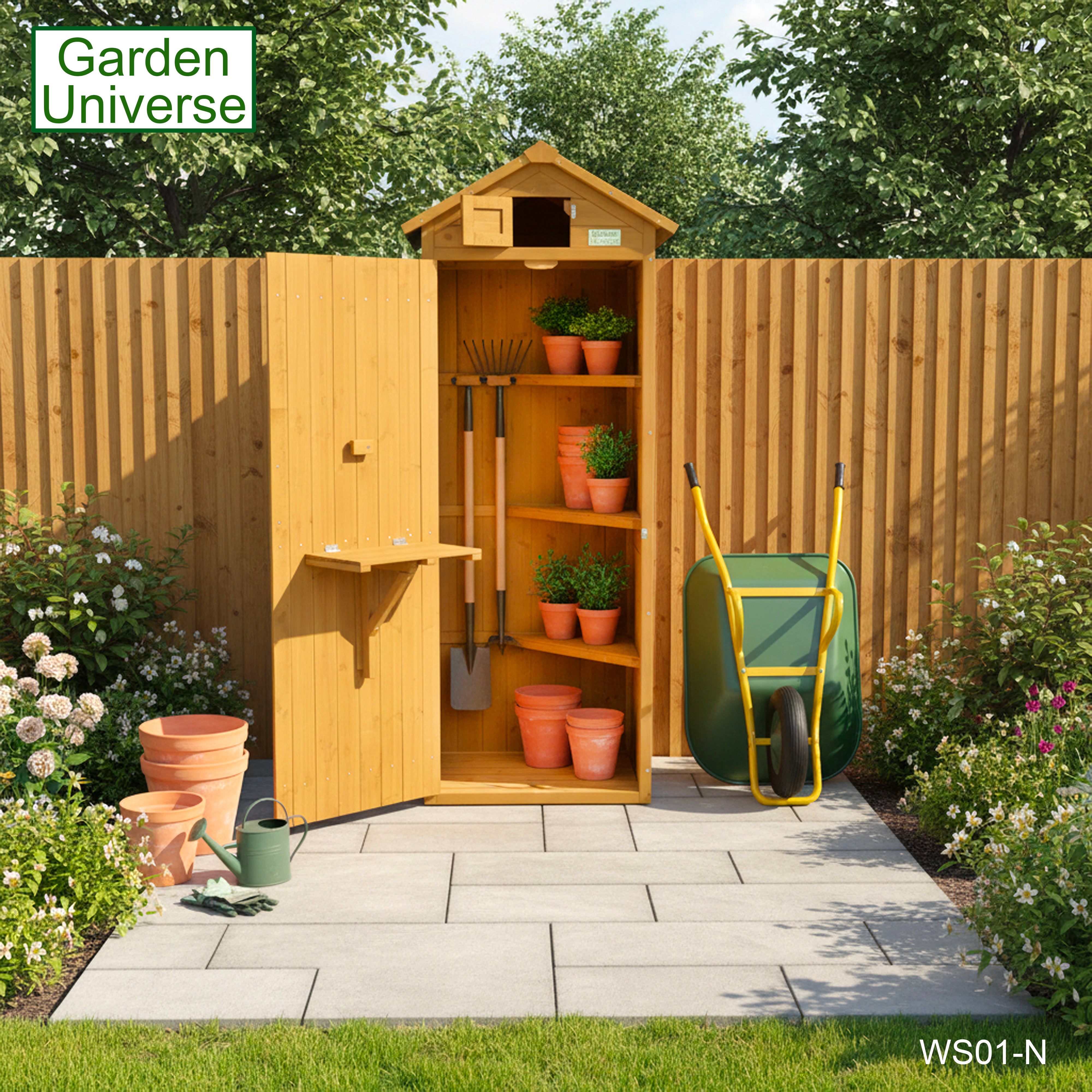 Garden Universe Tool Shed Storage Unit Outdoor Garden Storage In Brown WS01-N