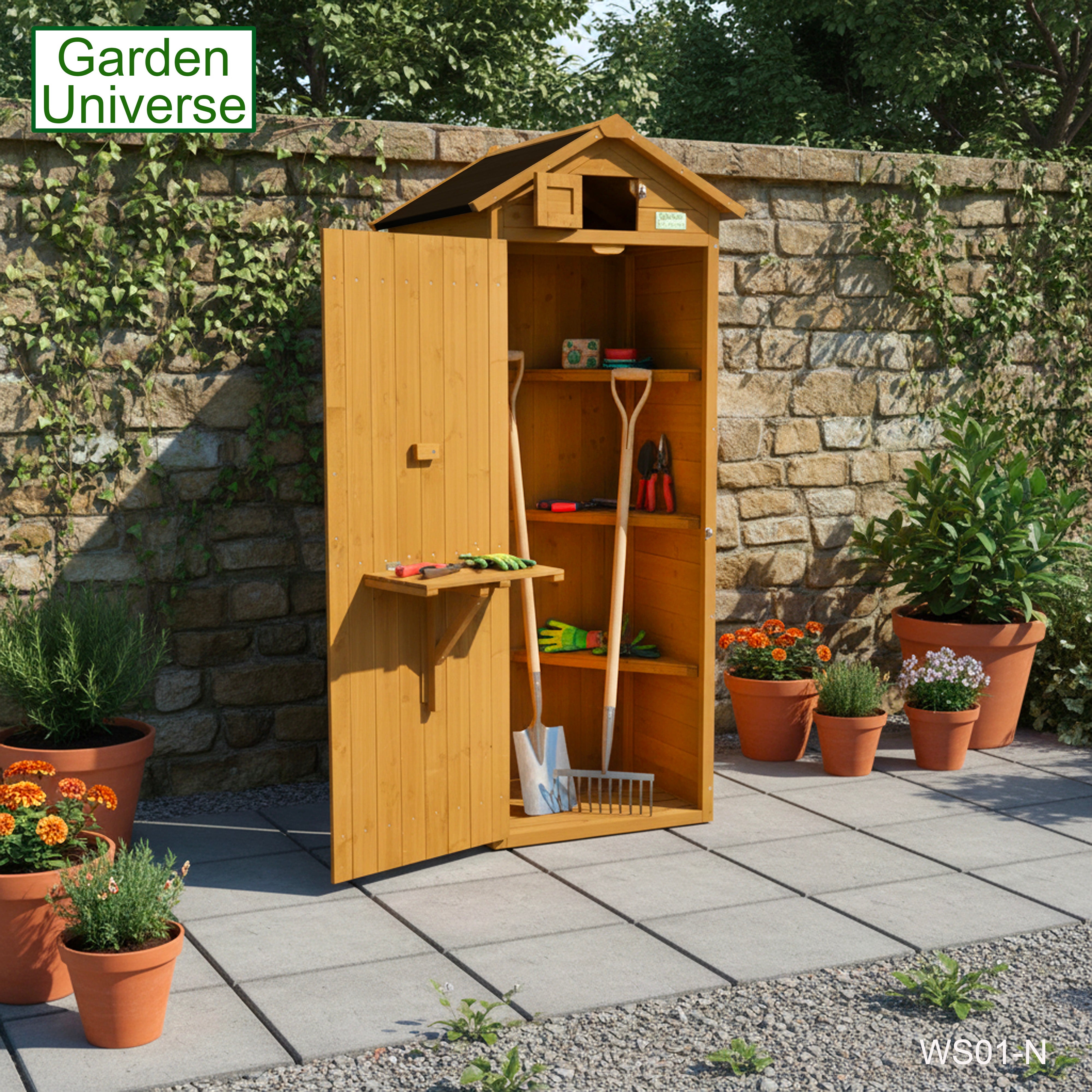 Garden Universe Tool Shed Storage Unit Outdoor Garden Storage In Brown WS01-N