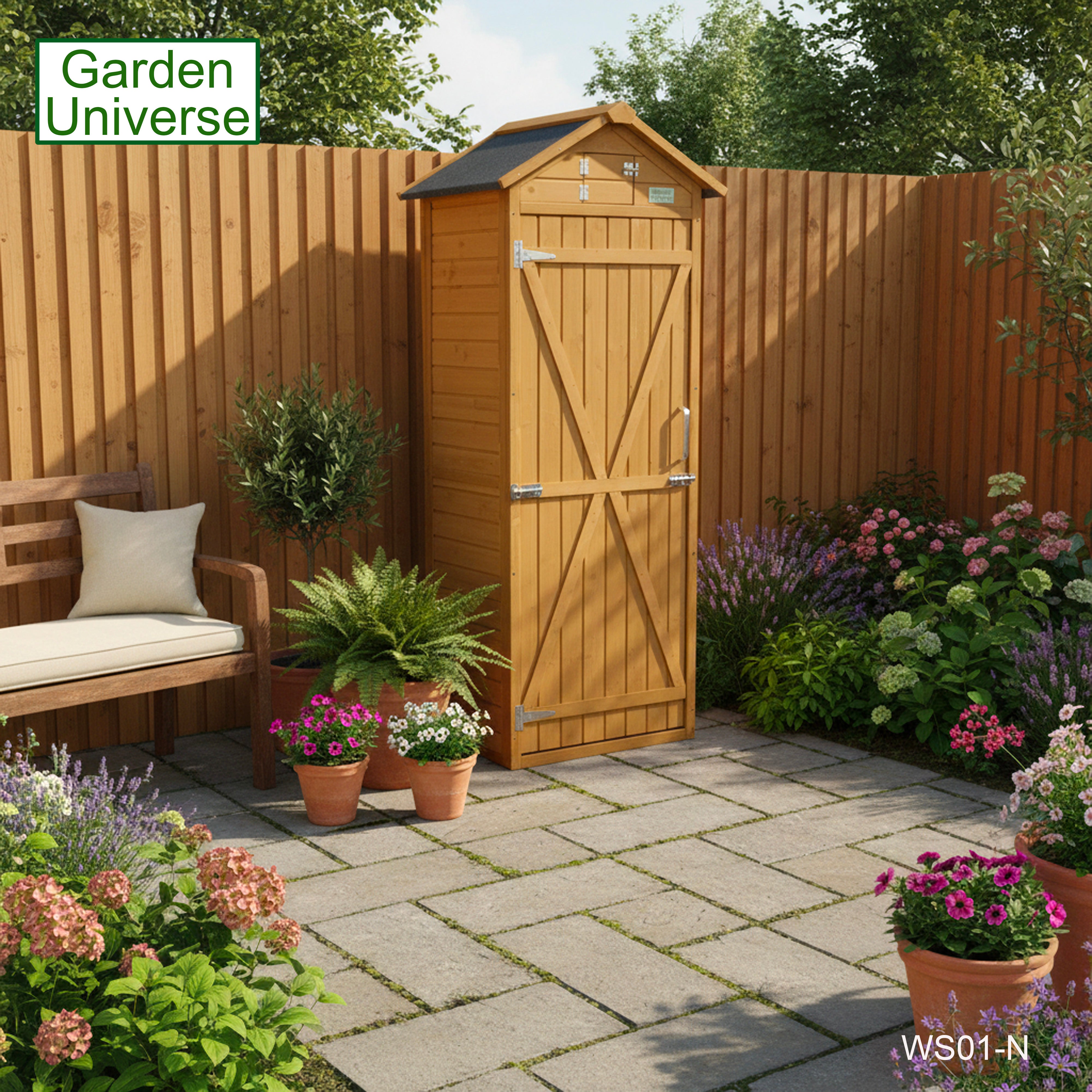 Garden Universe Tool Shed Storage Unit Outdoor Garden Storage In Brown WS01-N
